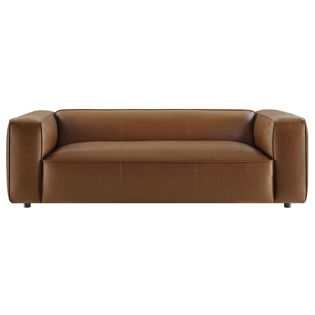 Auren Upholstered Vegan Leather Sofa - Coffee
