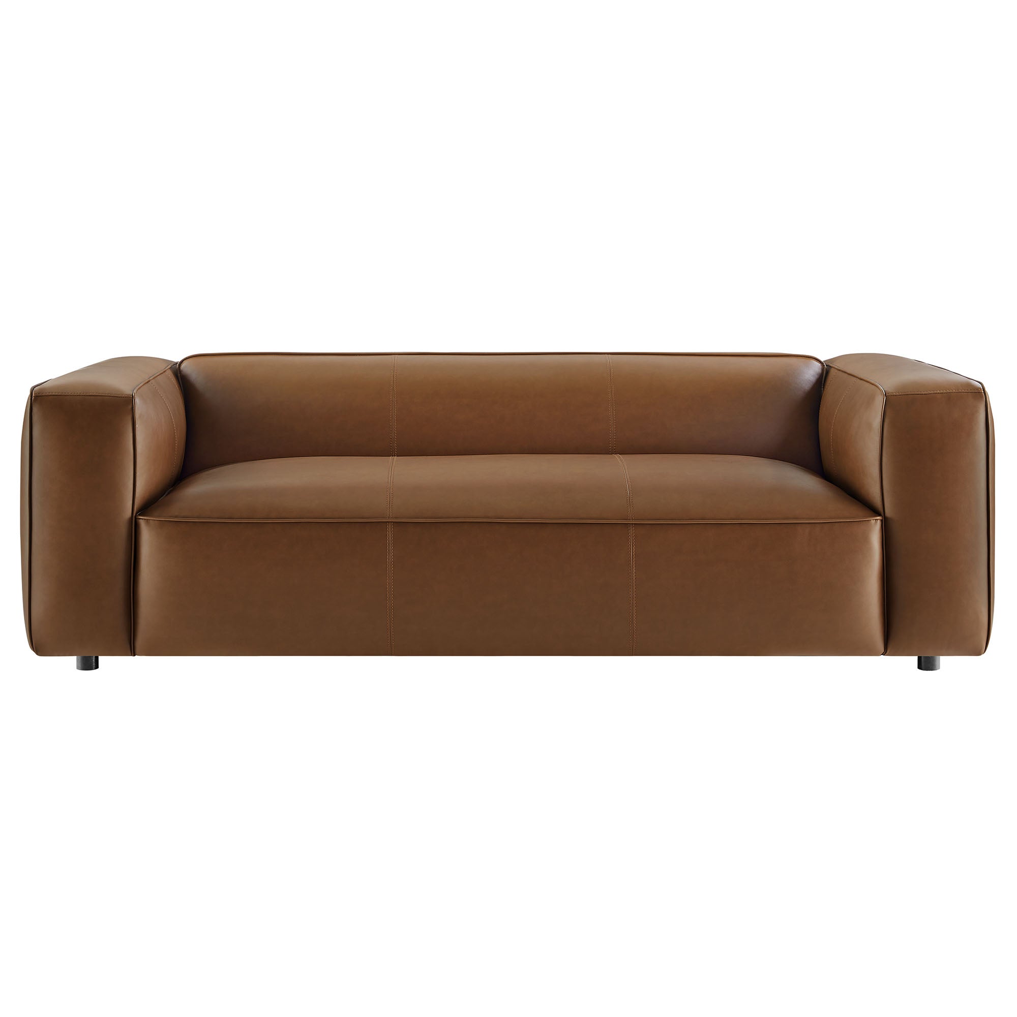 Auren Upholstered Vegan Leather Sofa - Coffee