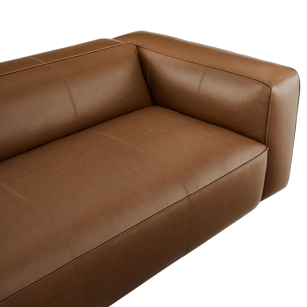 Auren Upholstered Vegan Leather Sofa - Coffee