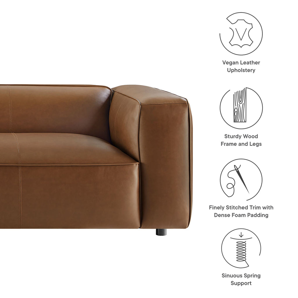Auren Upholstered Vegan Leather Sofa - Coffee
