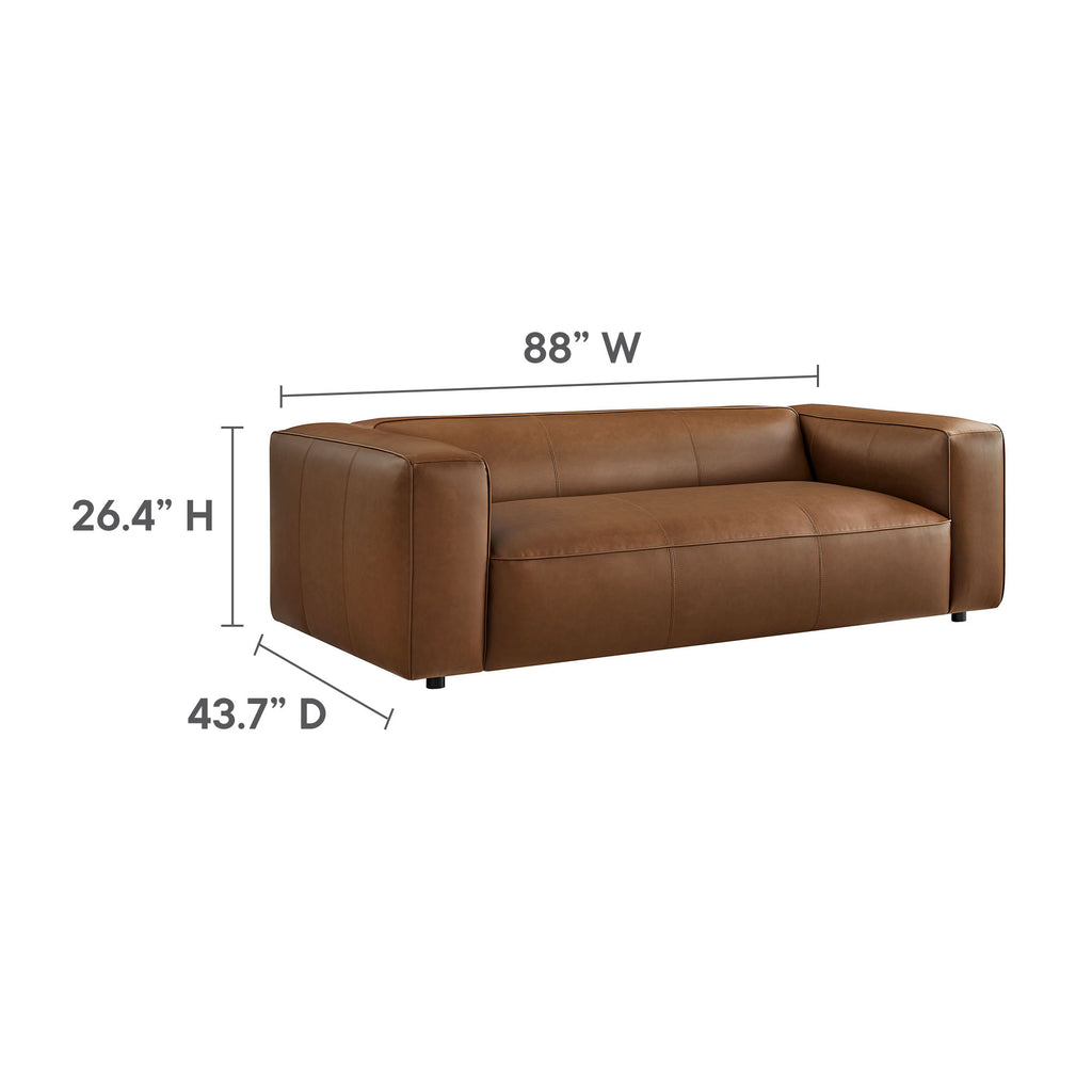 Auren Upholstered Vegan Leather Sofa - Coffee