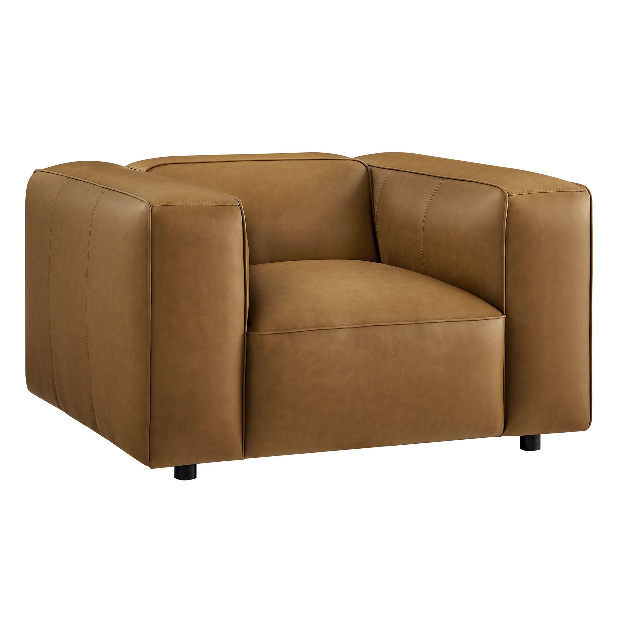 Auren Upholstered Vegan Leather Modular Armchair - Camel