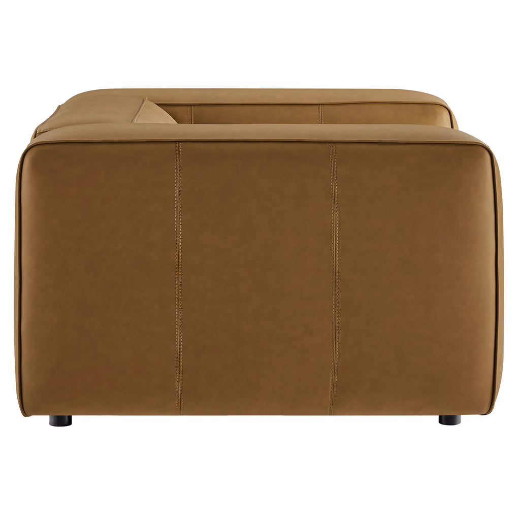 Auren Upholstered Vegan Leather Modular Armchair - Camel
