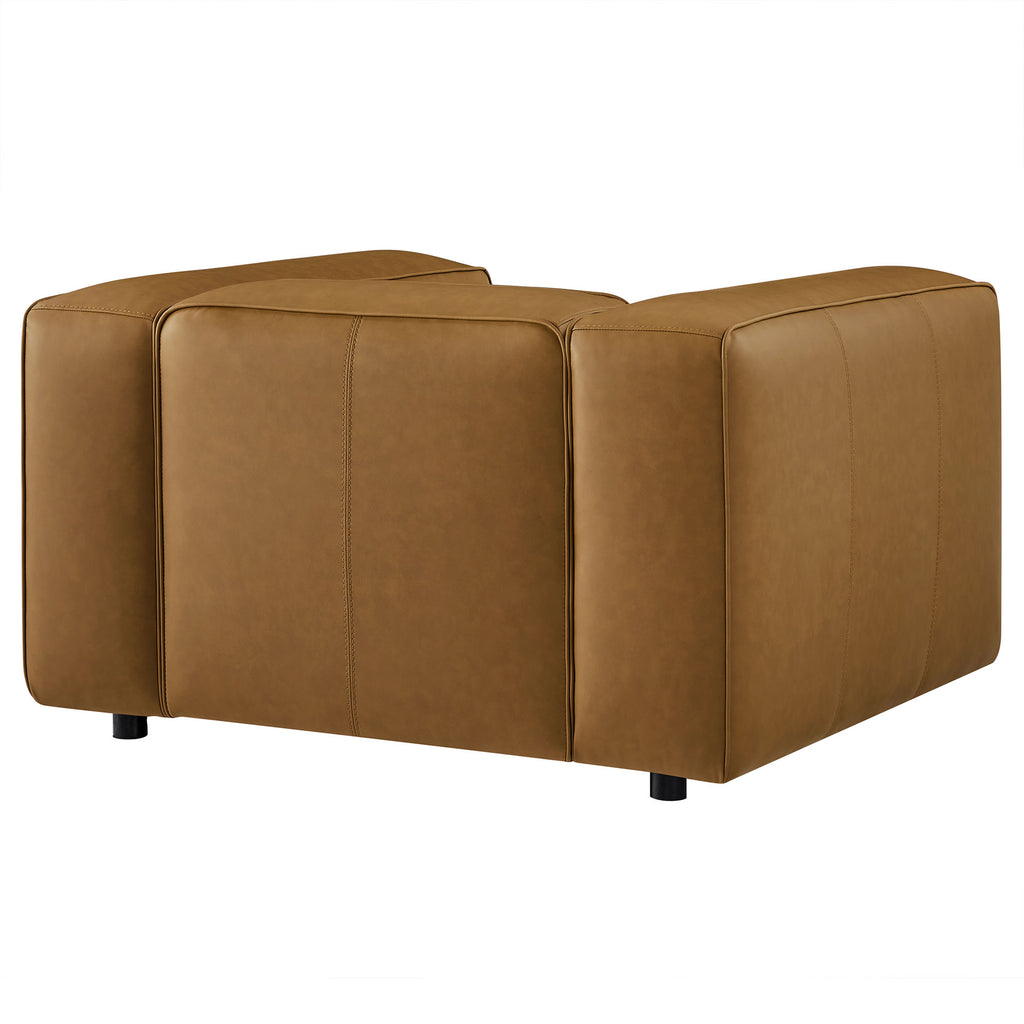 Auren Upholstered Vegan Leather Modular Armchair - Camel