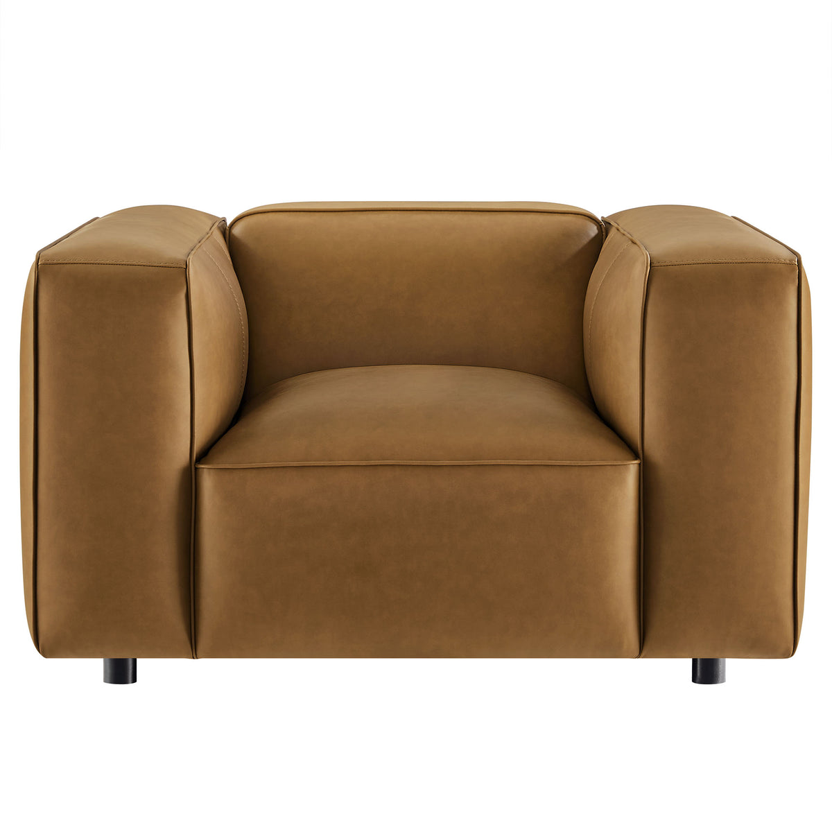 Auren Upholstered Vegan Leather Modular Armchair - Camel