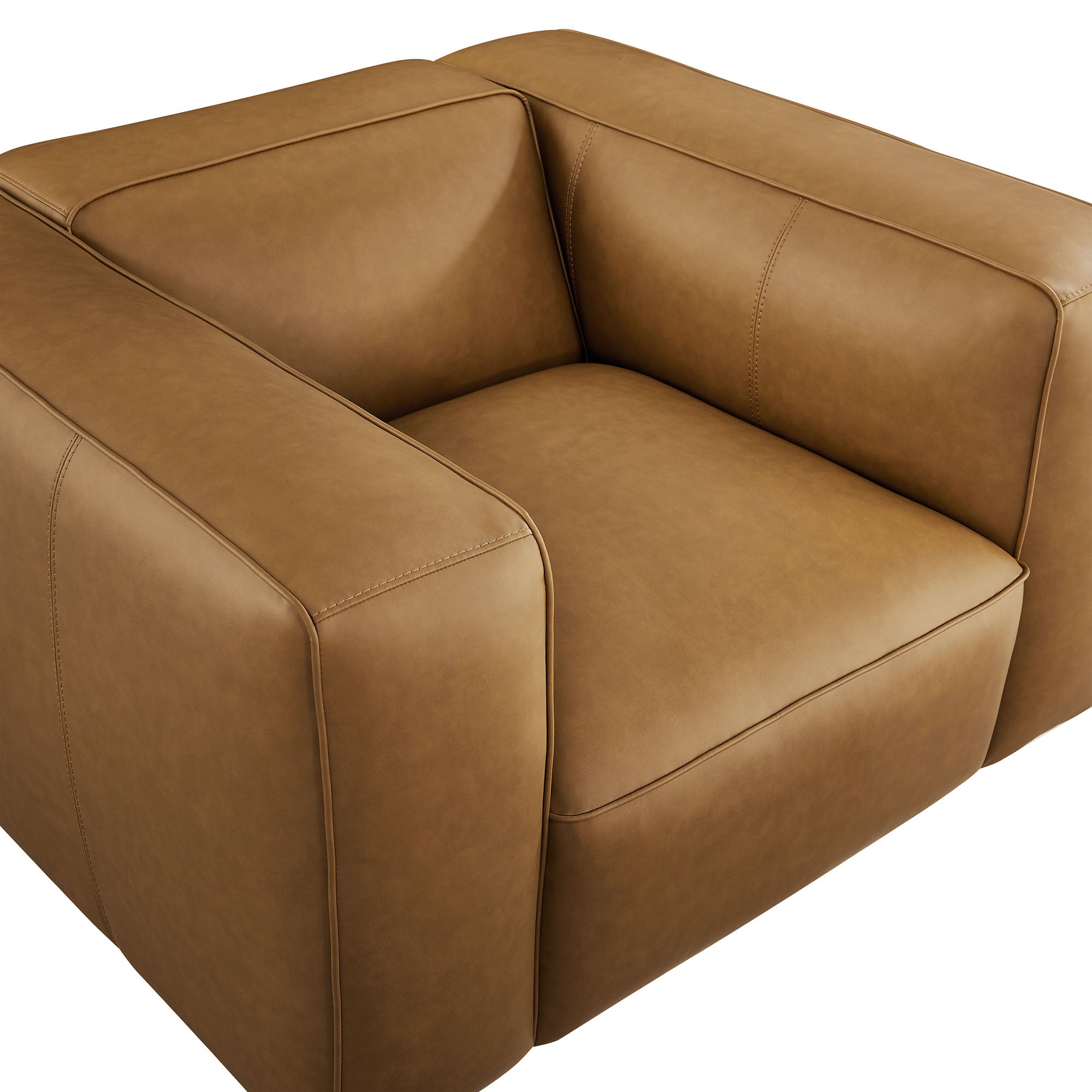 Auren Upholstered Vegan Leather Modular Armchair - Camel