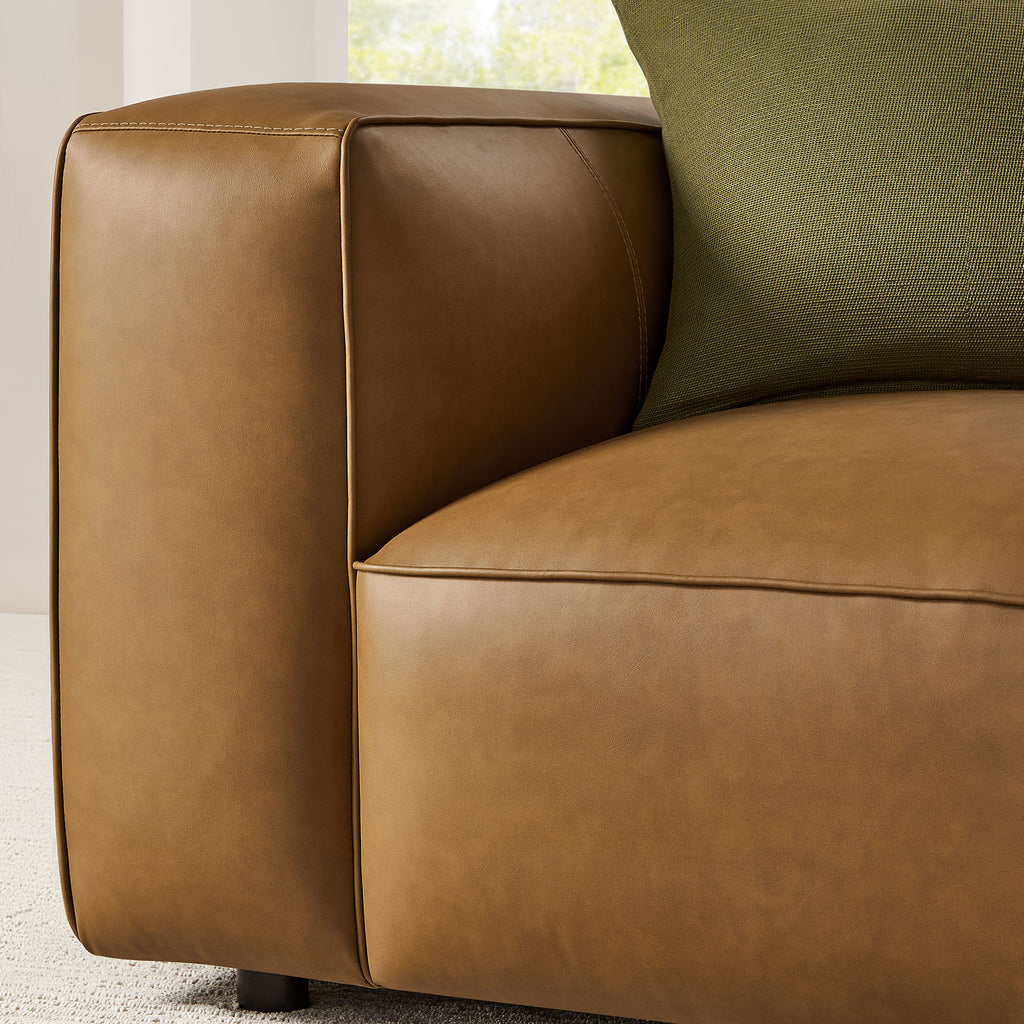 Auren Upholstered Vegan Leather Modular Armchair - Camel
