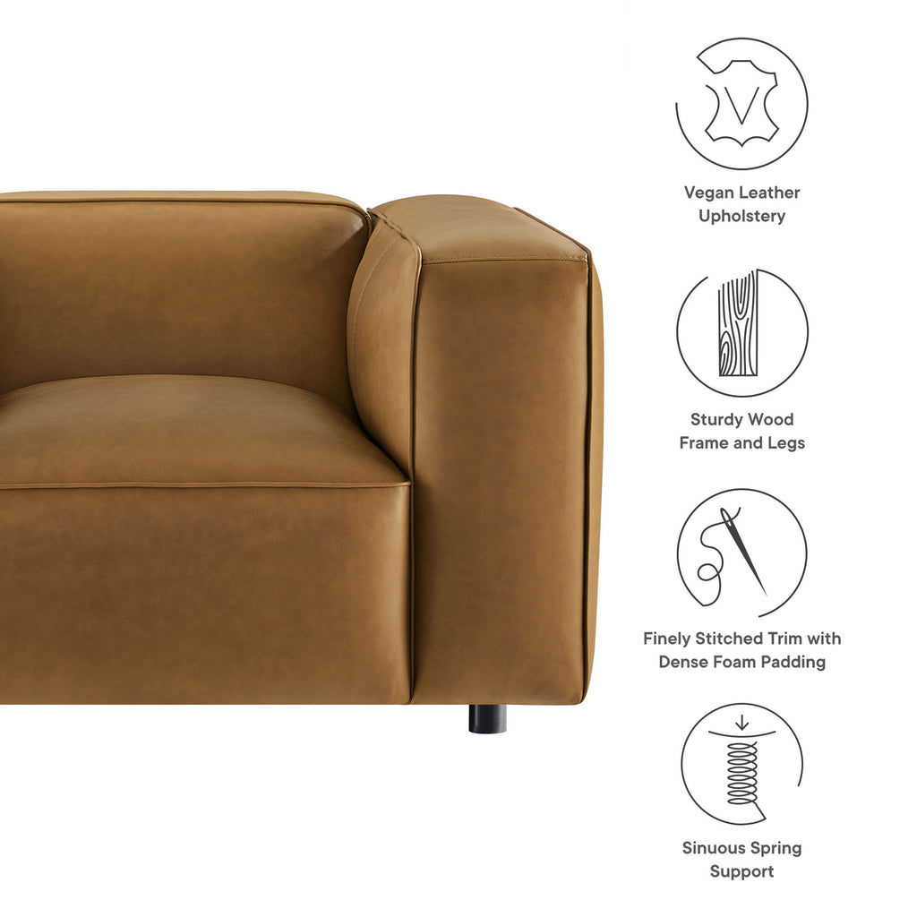 Auren Upholstered Vegan Leather Modular Armchair - Camel