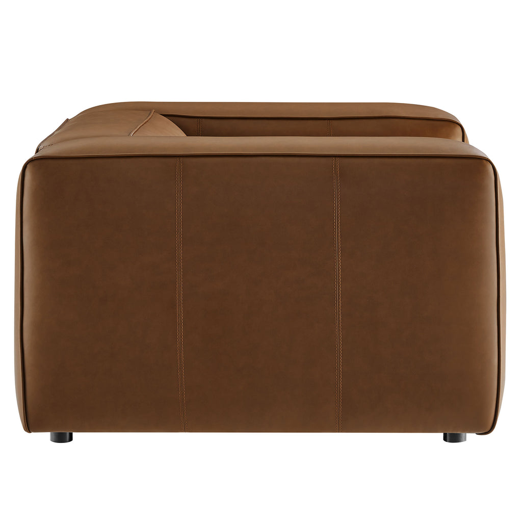 Auren Upholstered Vegan Leather Modular Armchair - Coffee