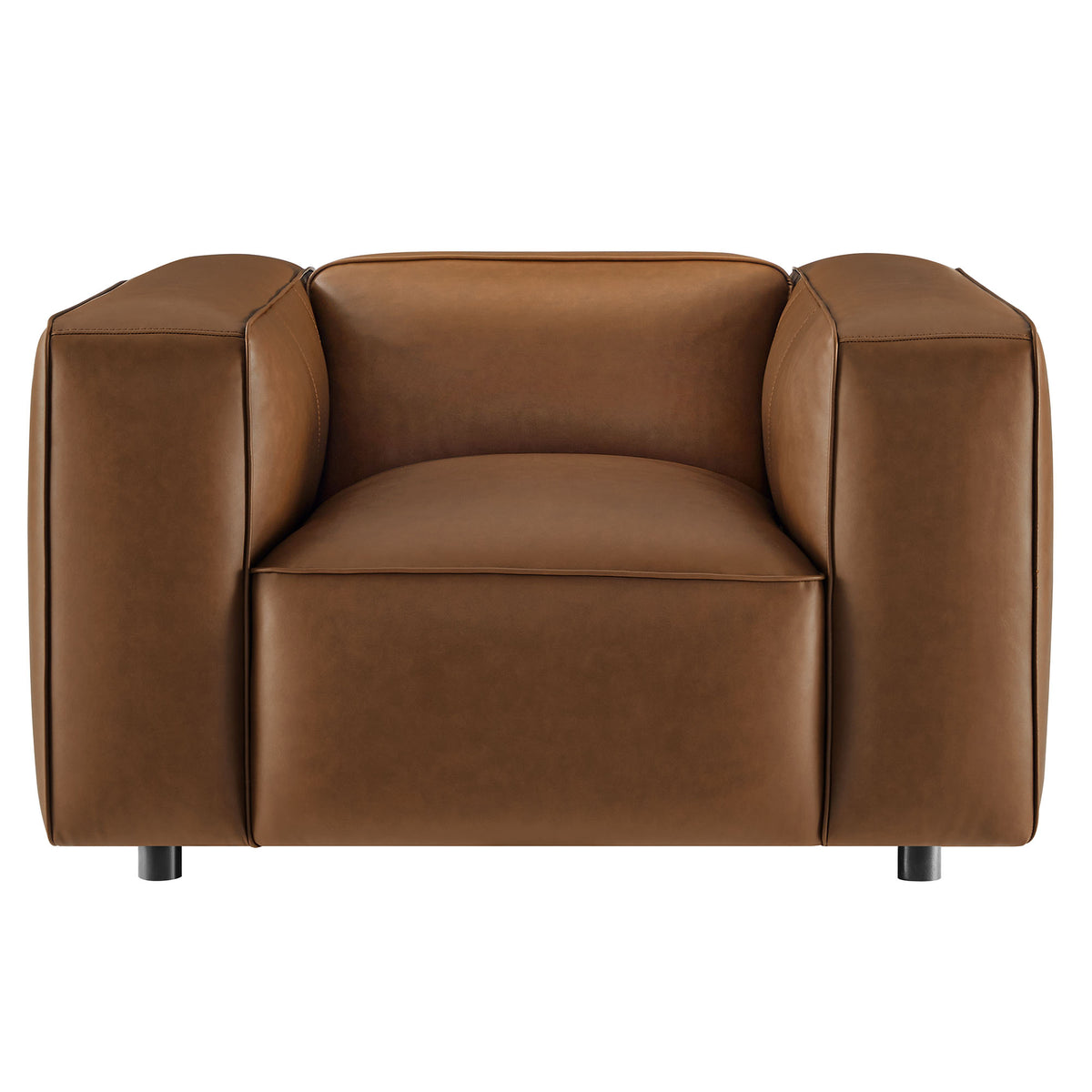 Auren Upholstered Vegan Leather Modular Armchair - Coffee