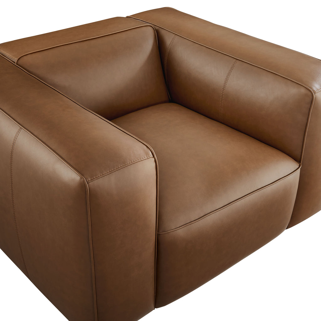 Auren Upholstered Vegan Leather Modular Armchair - Coffee