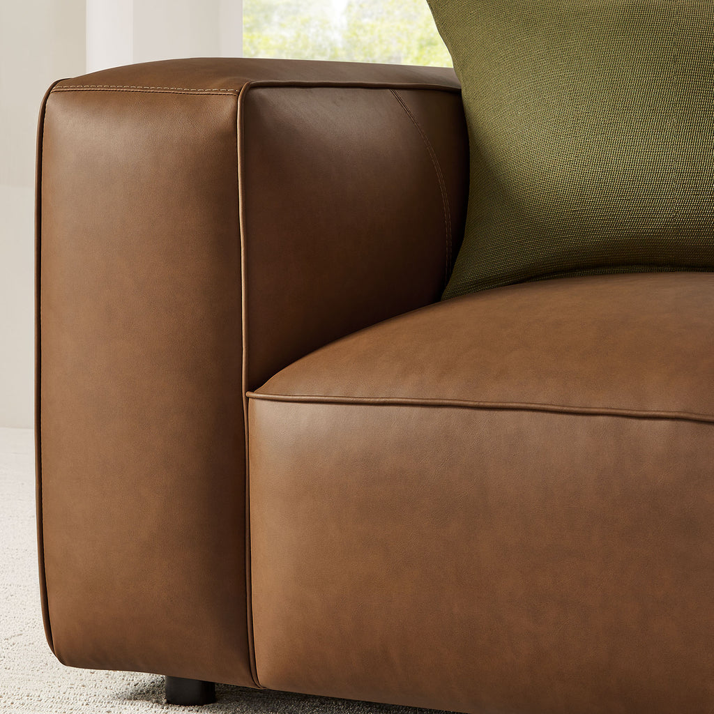 Auren Upholstered Vegan Leather Modular Armchair - Coffee