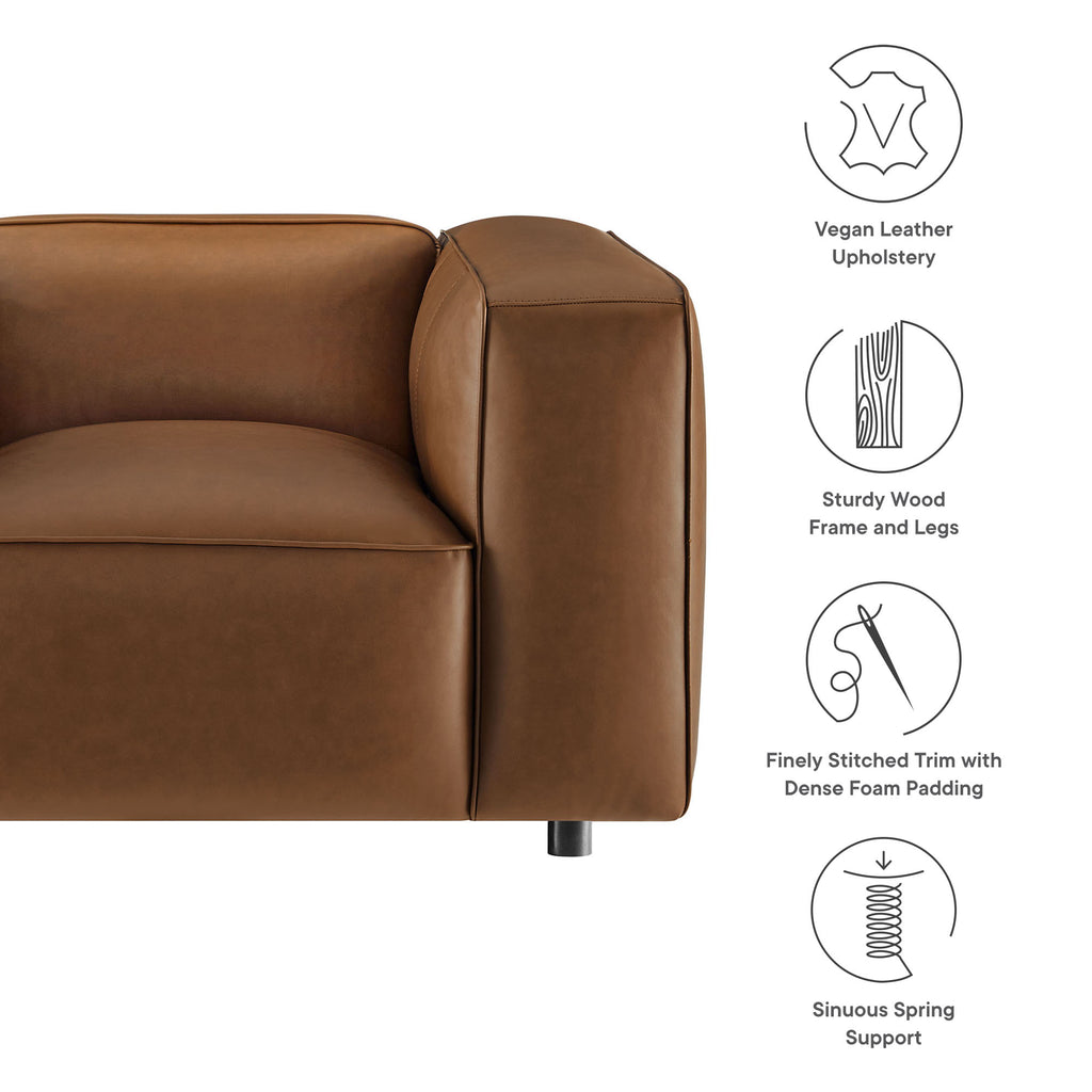 Auren Upholstered Vegan Leather Modular Armchair - Coffee