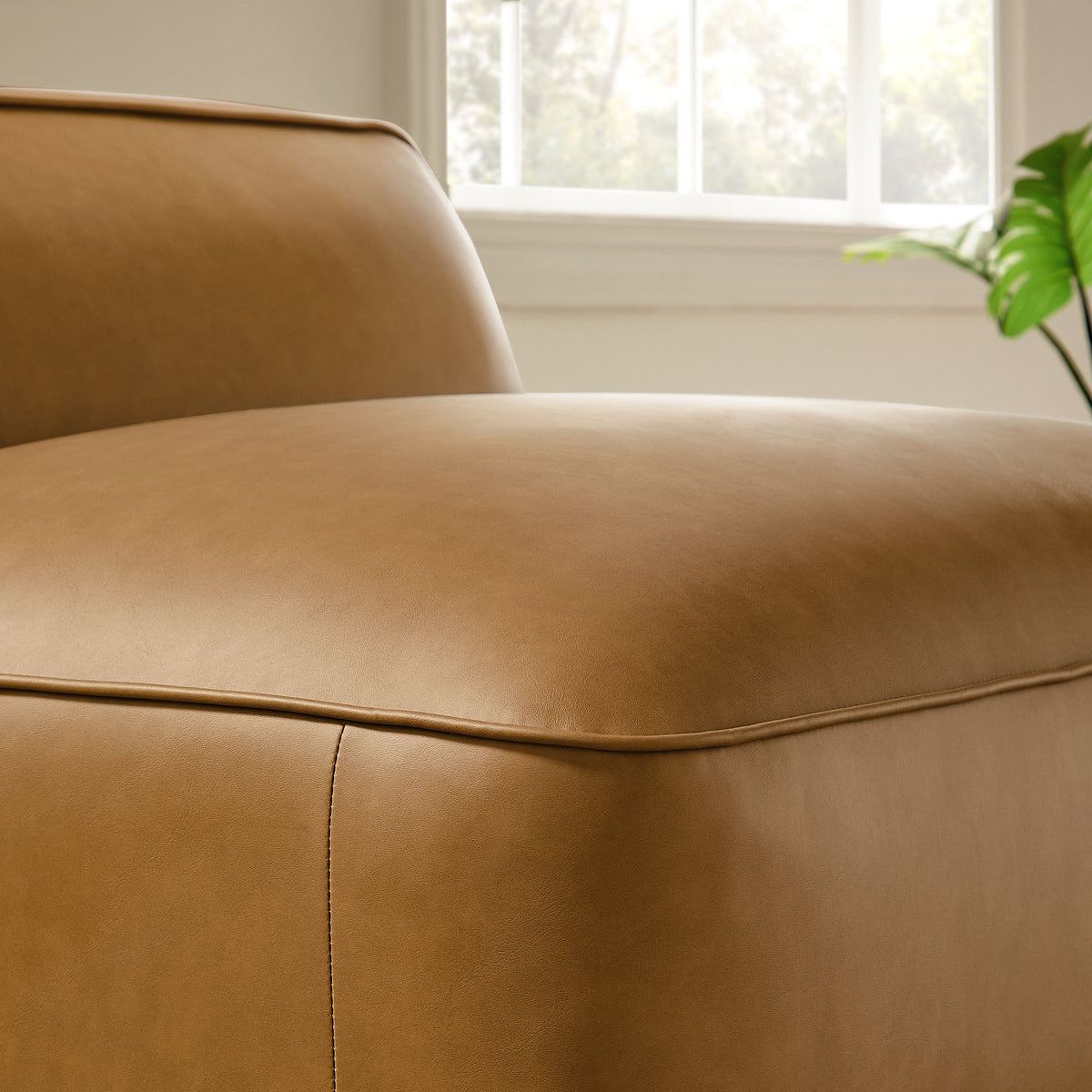 Auren Upholstered Vegan Leather Modular Armless Chair - Camel