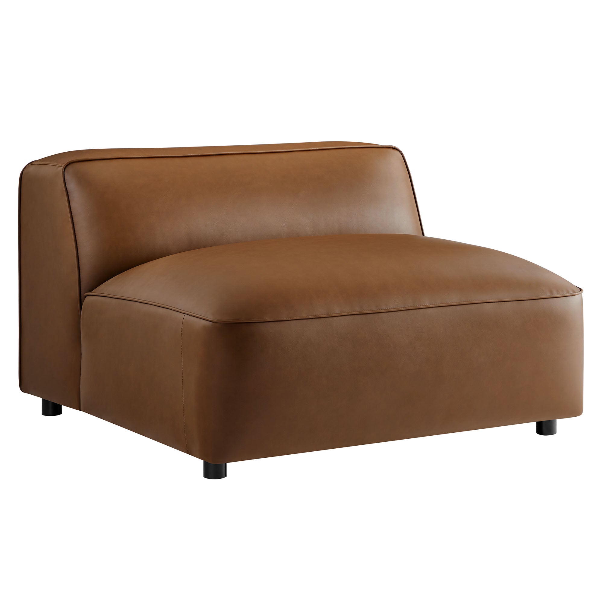 Auren Upholstered Vegan Leather Modular Armless Chair - Coffee
