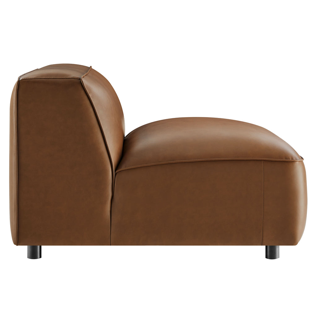 Auren Upholstered Vegan Leather Modular Armless Chair - Coffee