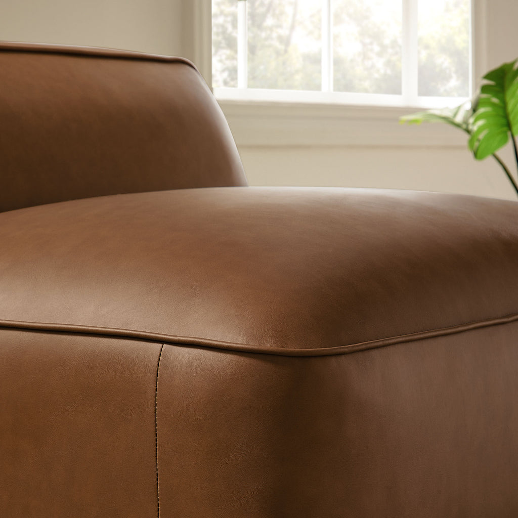 Auren Upholstered Vegan Leather Modular Armless Chair - Coffee