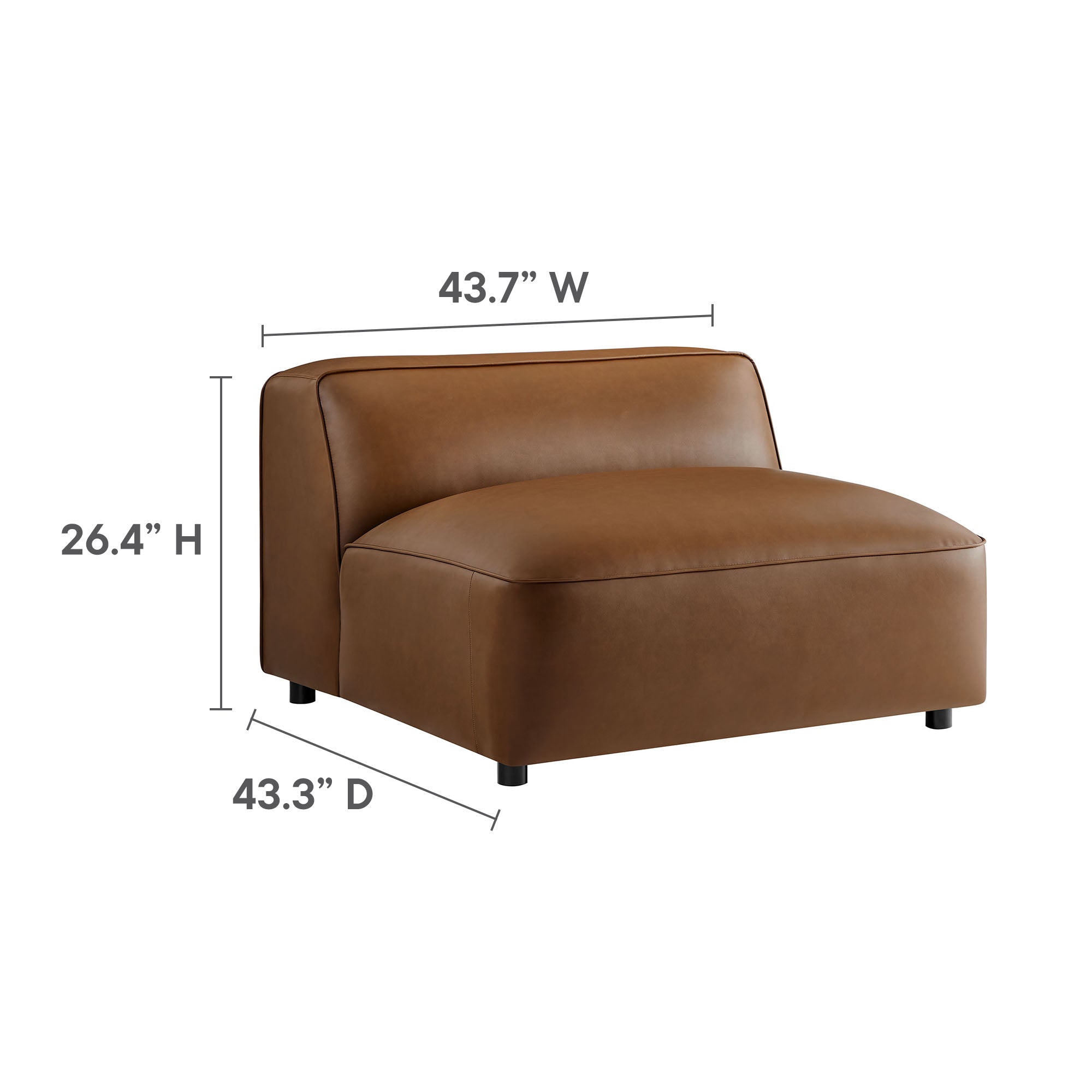 Auren Upholstered Vegan Leather Modular Armless Chair - Coffee