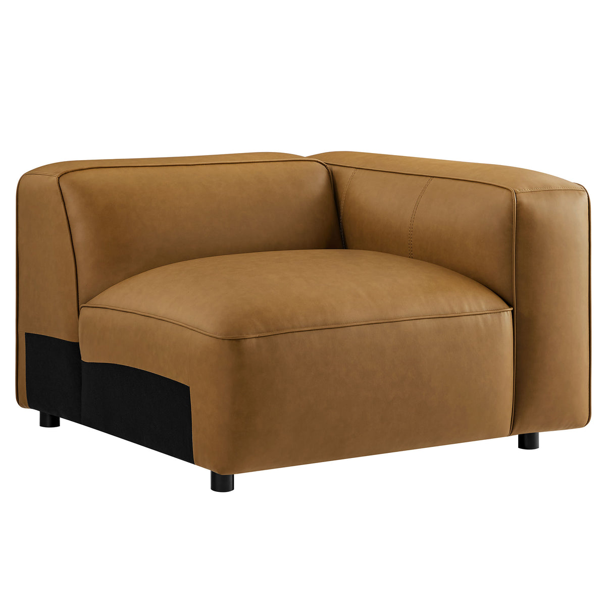 Auren Upholstered Vegan Leather Modular Right Armchair - Camel