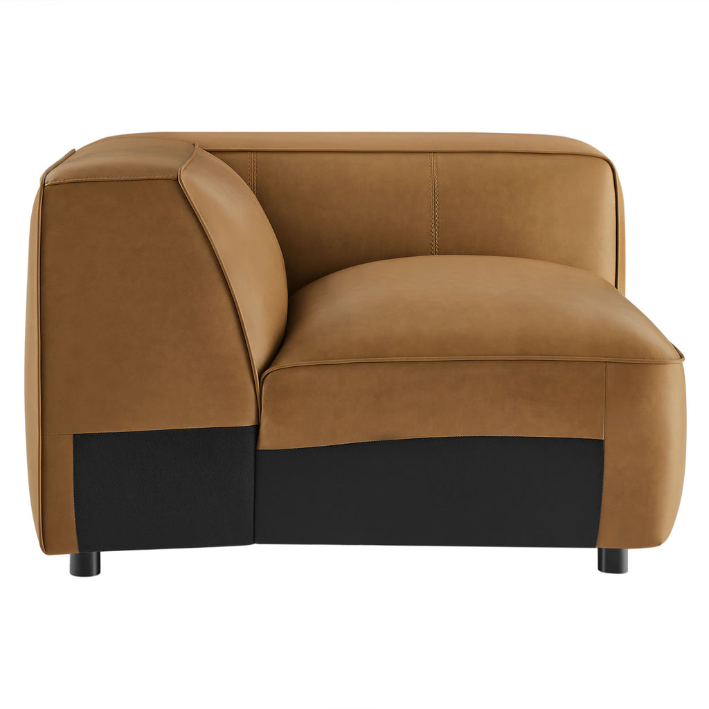 Auren Upholstered Vegan Leather Modular Right Armchair - Camel