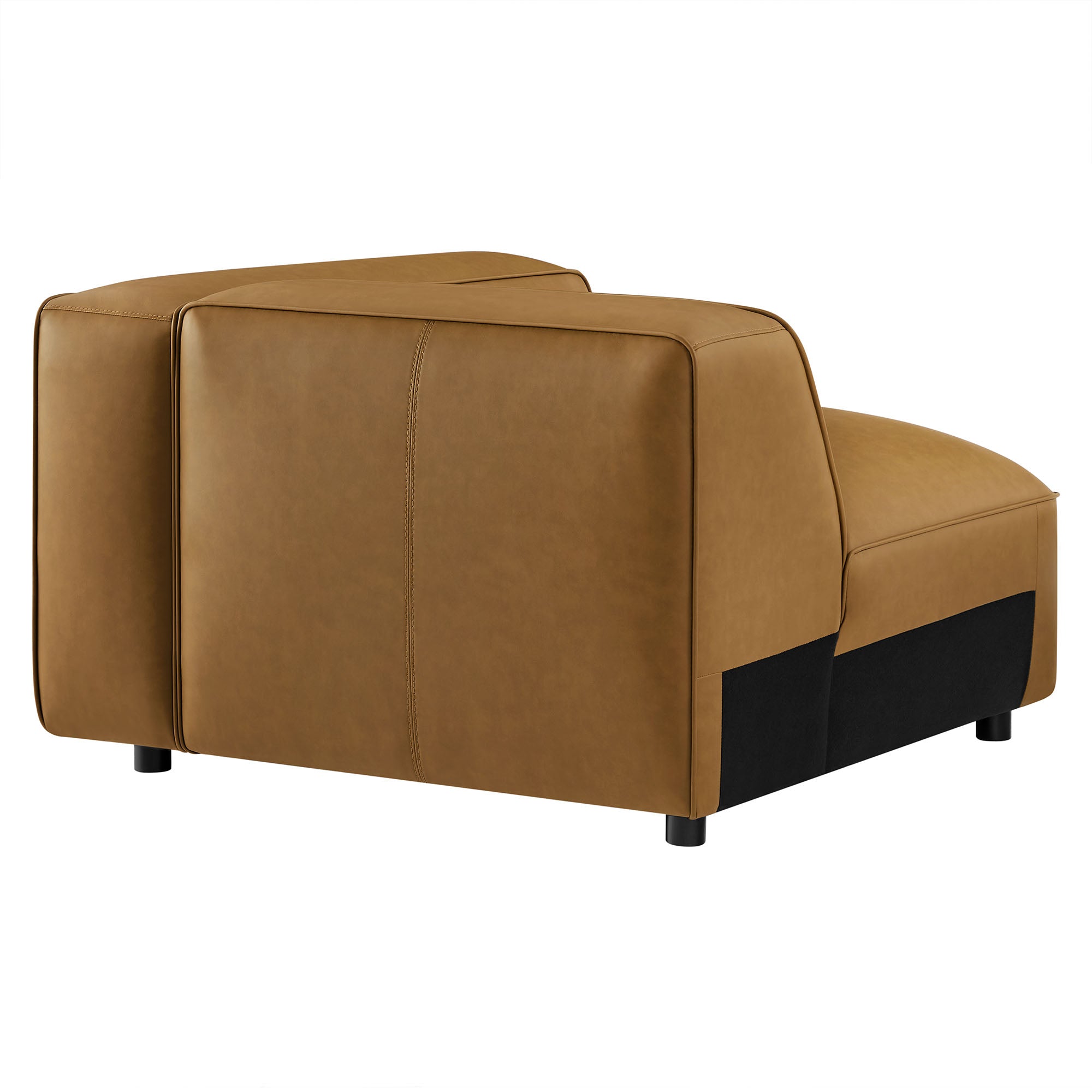 Auren Upholstered Vegan Leather Modular Right Armchair - Camel
