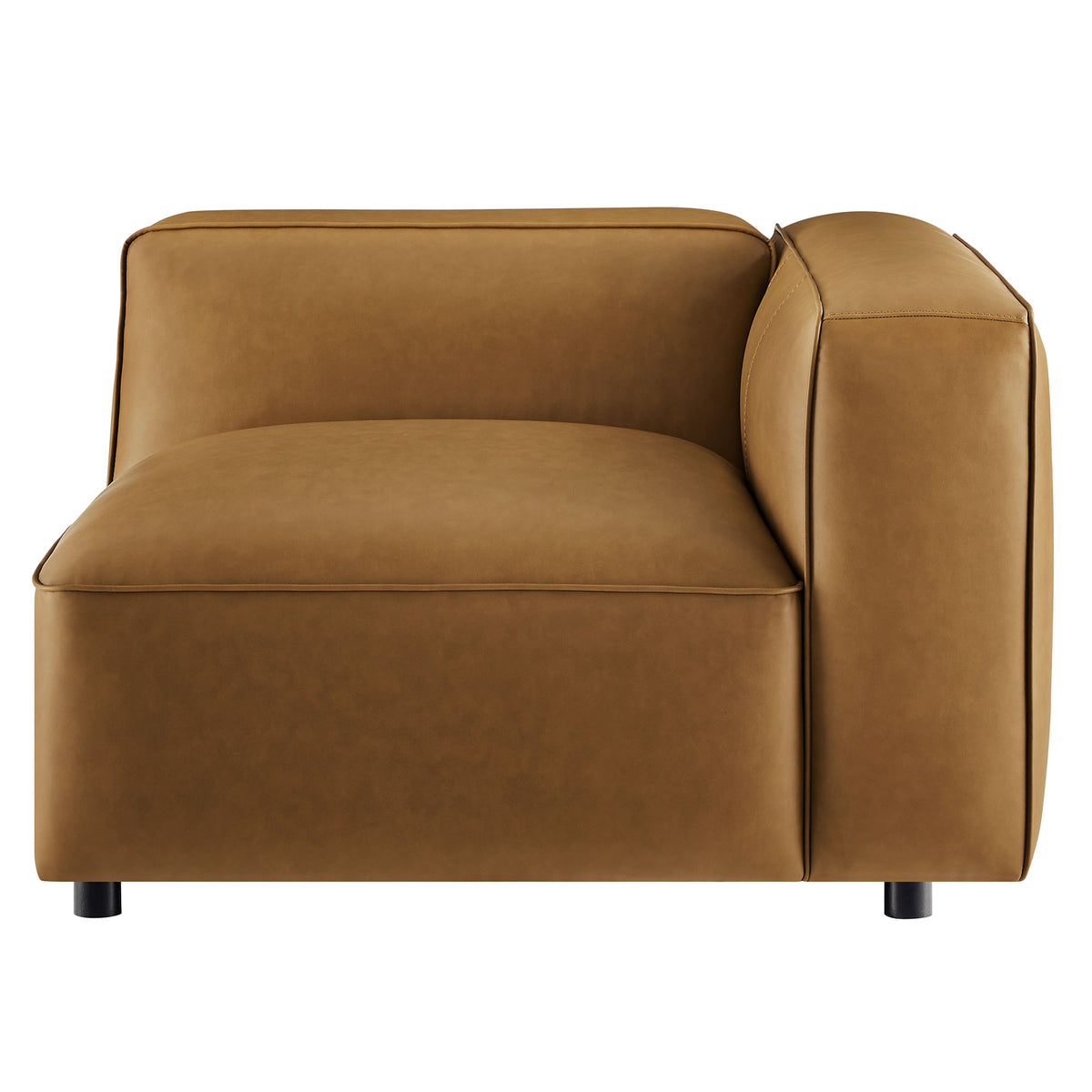 Auren Upholstered Vegan Leather Modular Right Armchair - Camel