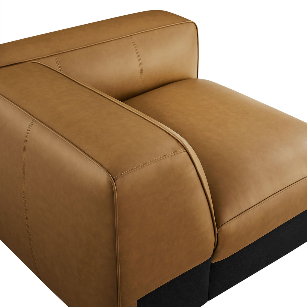 Auren Upholstered Vegan Leather Modular Right Armchair - Camel