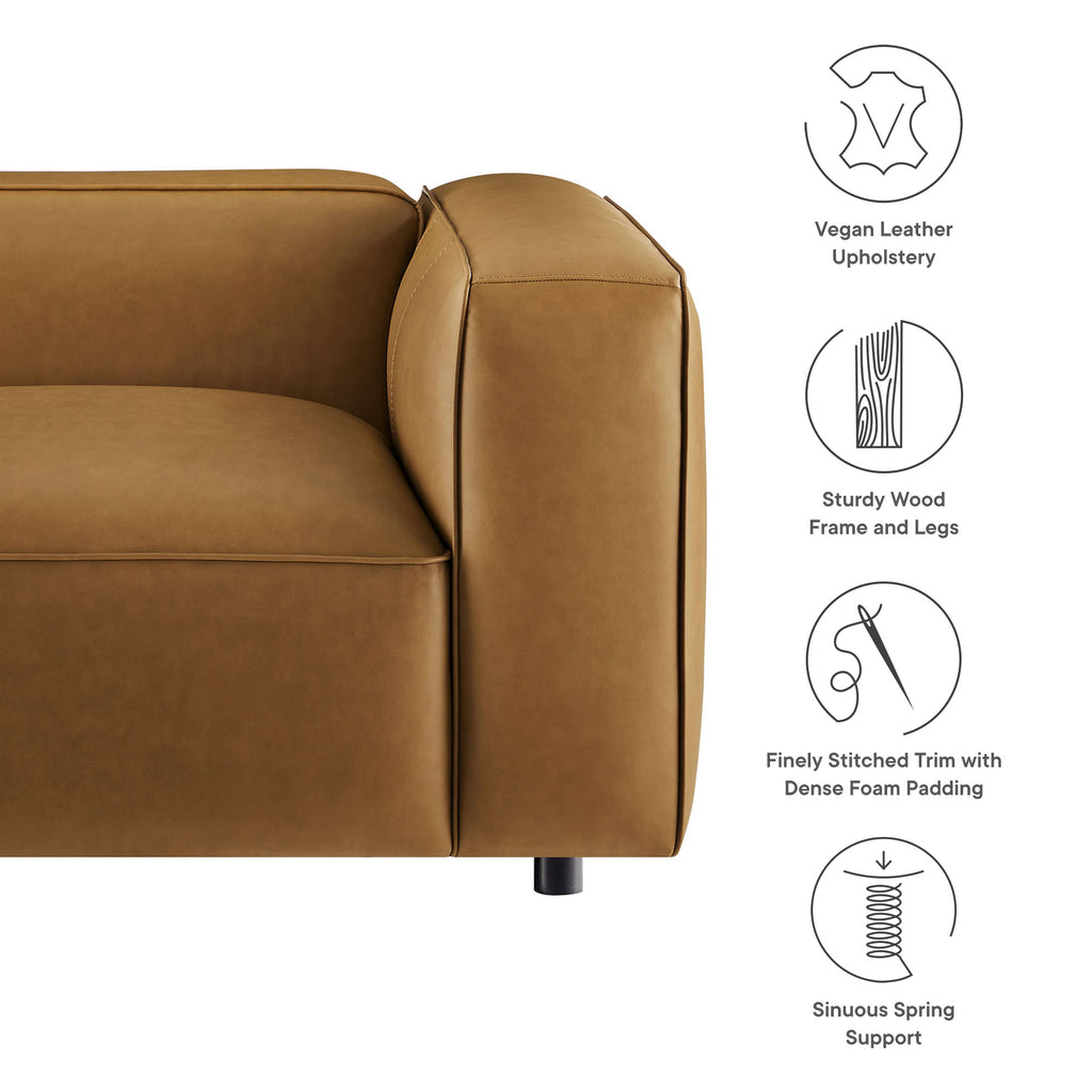 Auren Upholstered Vegan Leather Modular Right Armchair - Camel