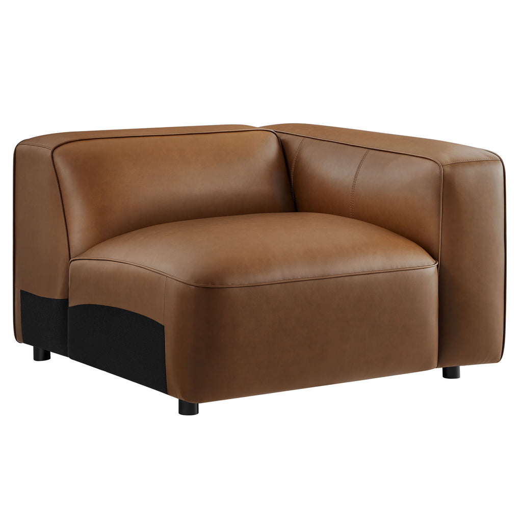 Auren Upholstered Vegan Leather Modular Right Armchair - Coffee
