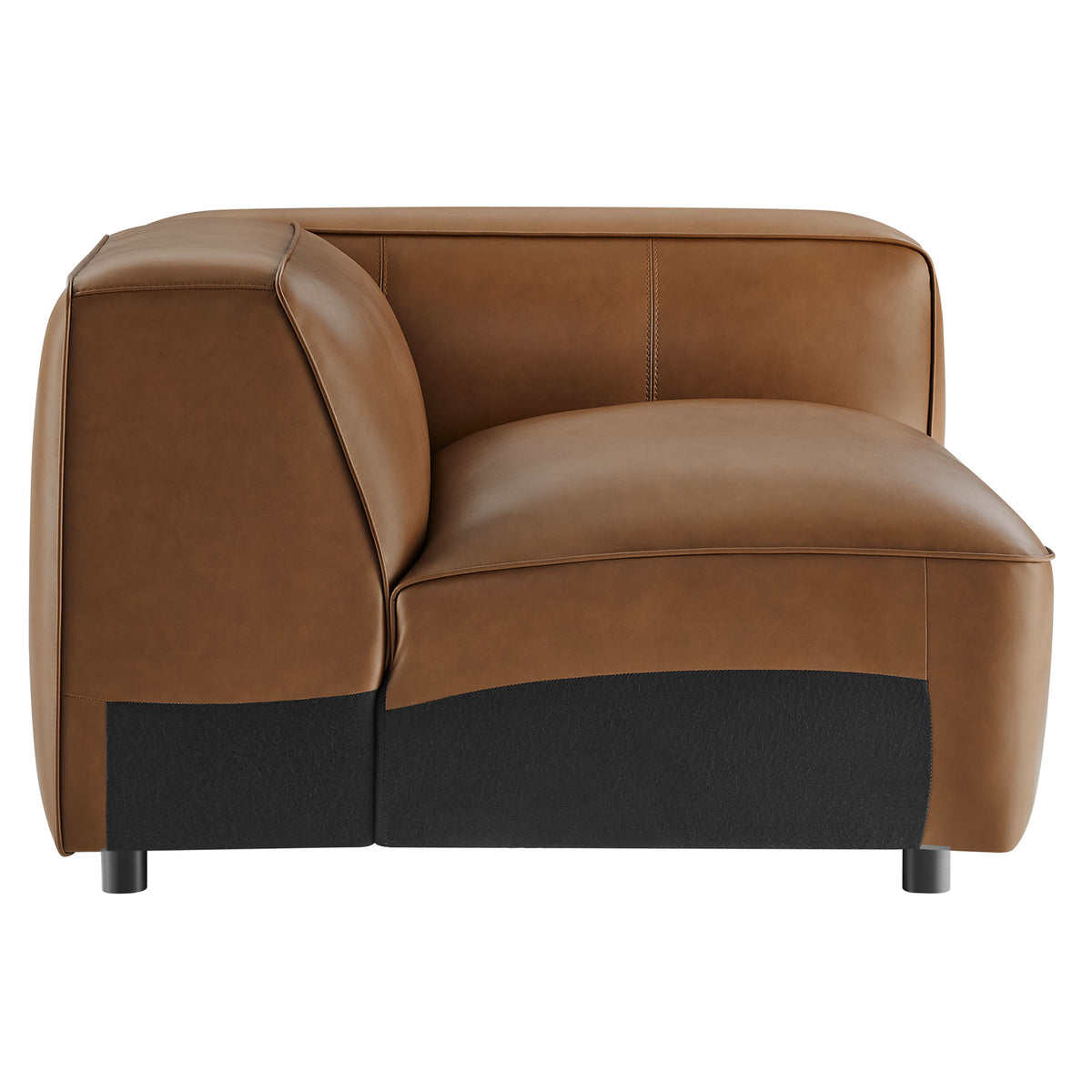 Auren Upholstered Vegan Leather Modular Right Armchair - Coffee