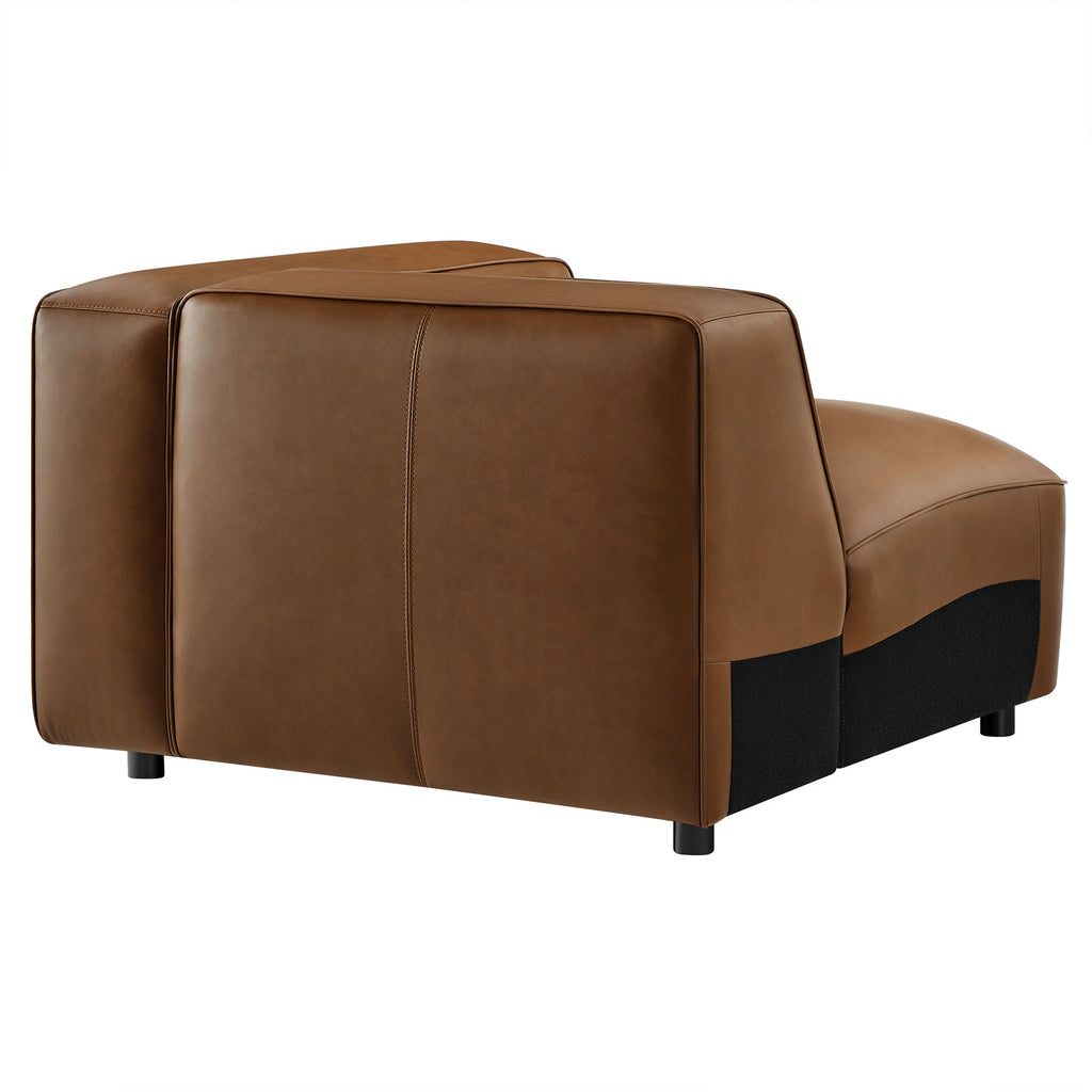 Auren Upholstered Vegan Leather Modular Right Armchair - Coffee