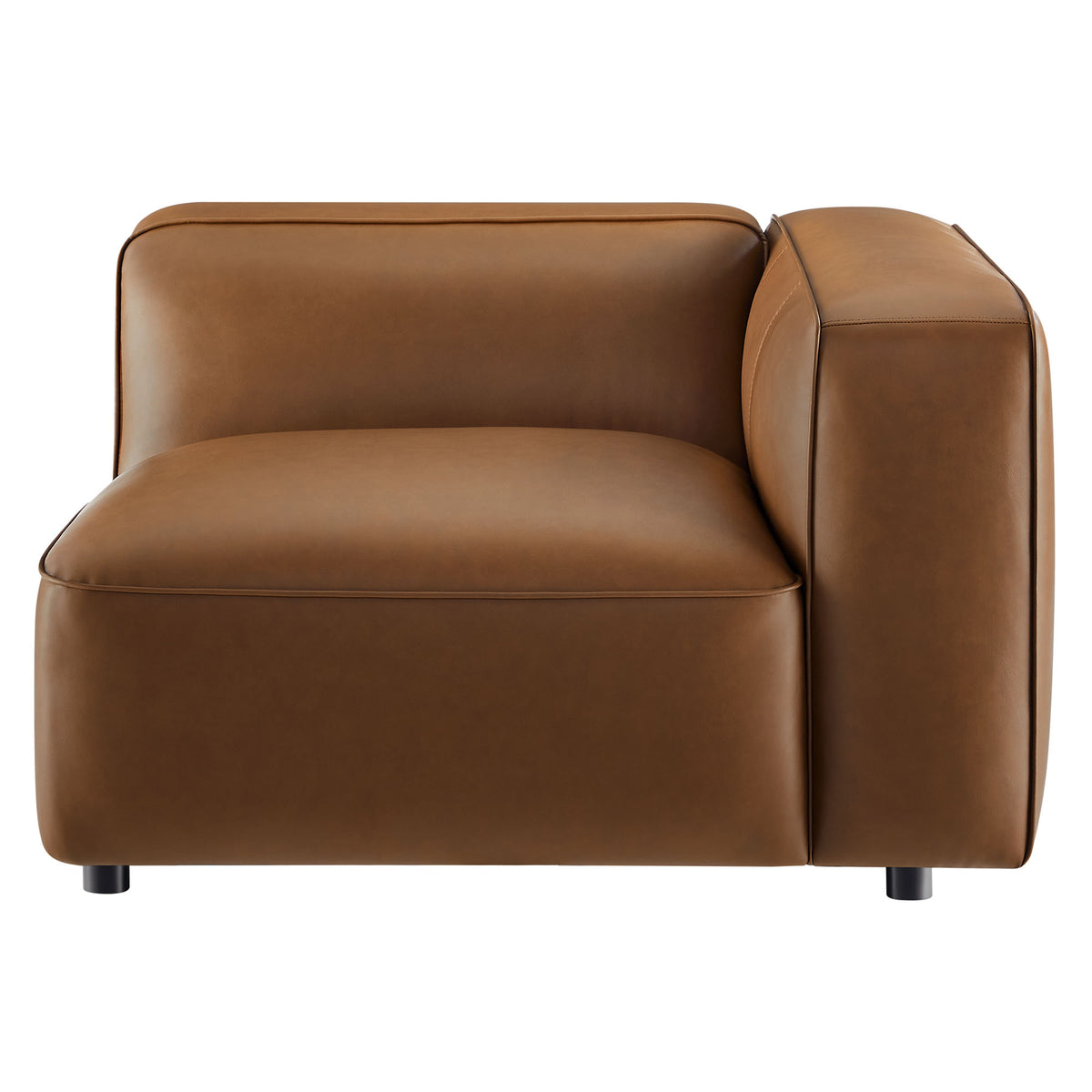 Auren Upholstered Vegan Leather Modular Right Armchair - Coffee