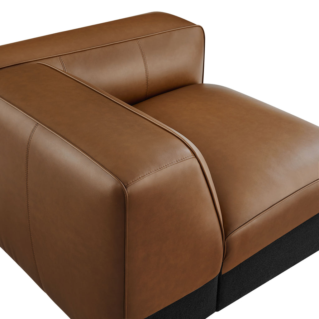 Auren Upholstered Vegan Leather Modular Right Armchair - Coffee