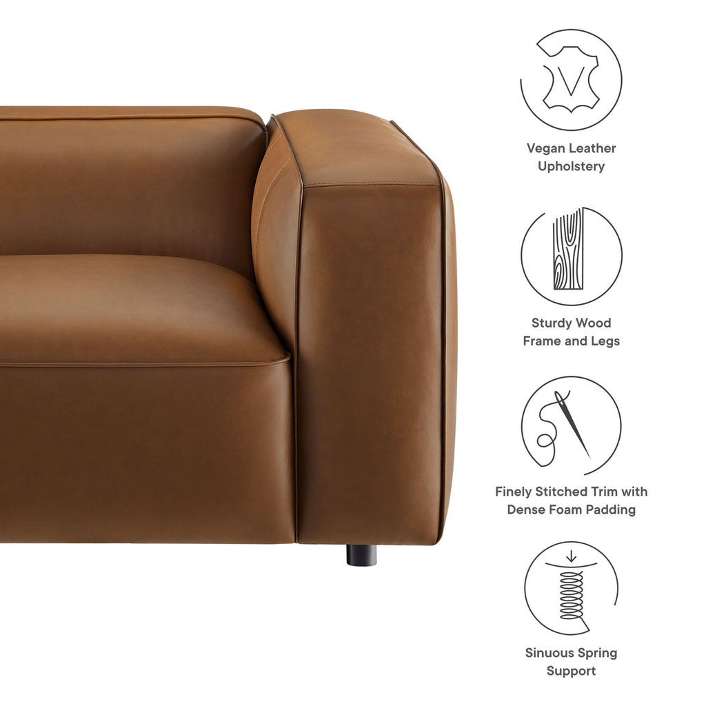 Auren Upholstered Vegan Leather Modular Right Armchair - Coffee