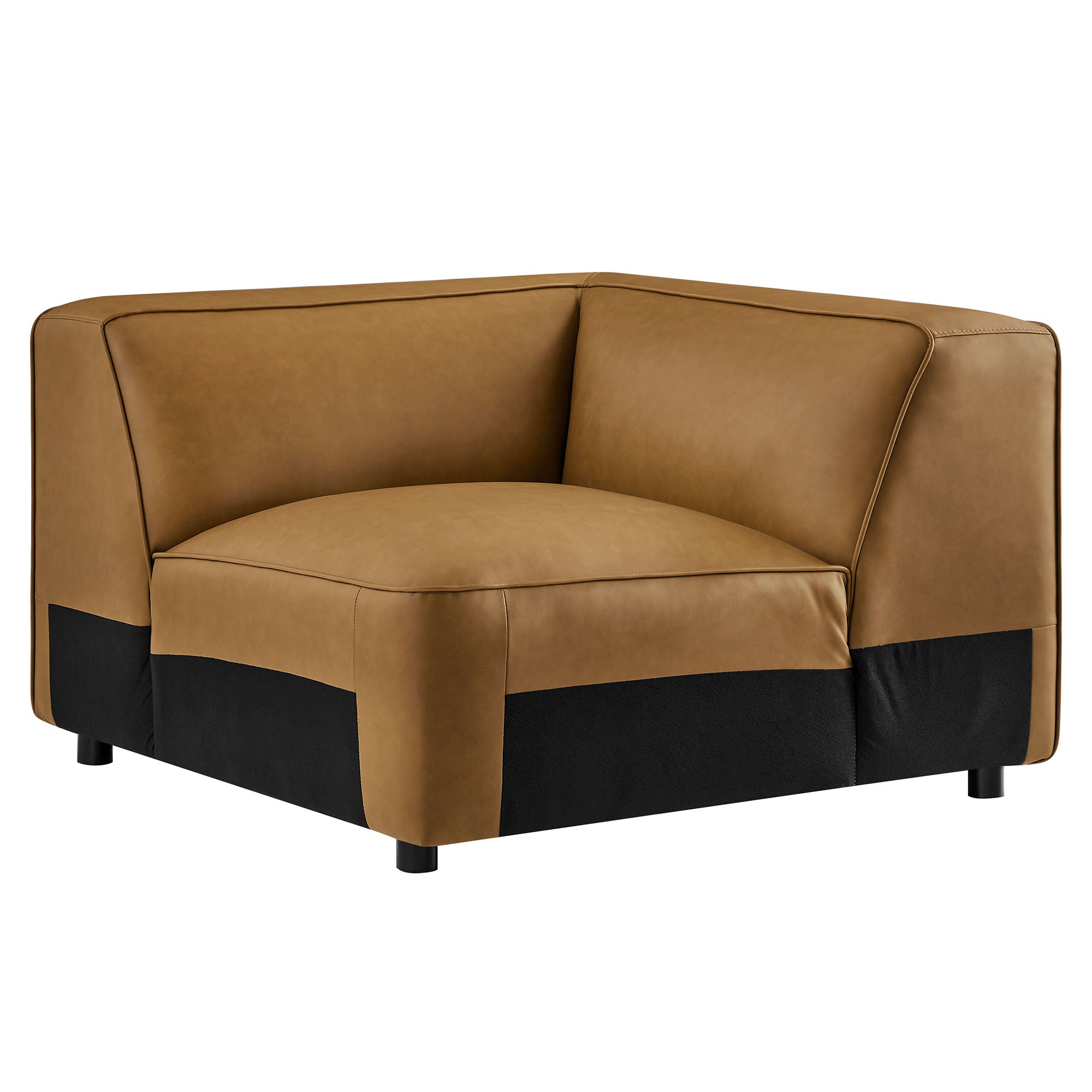Auren Upholstered Vegan Leather Modular Corner Chair - Camel