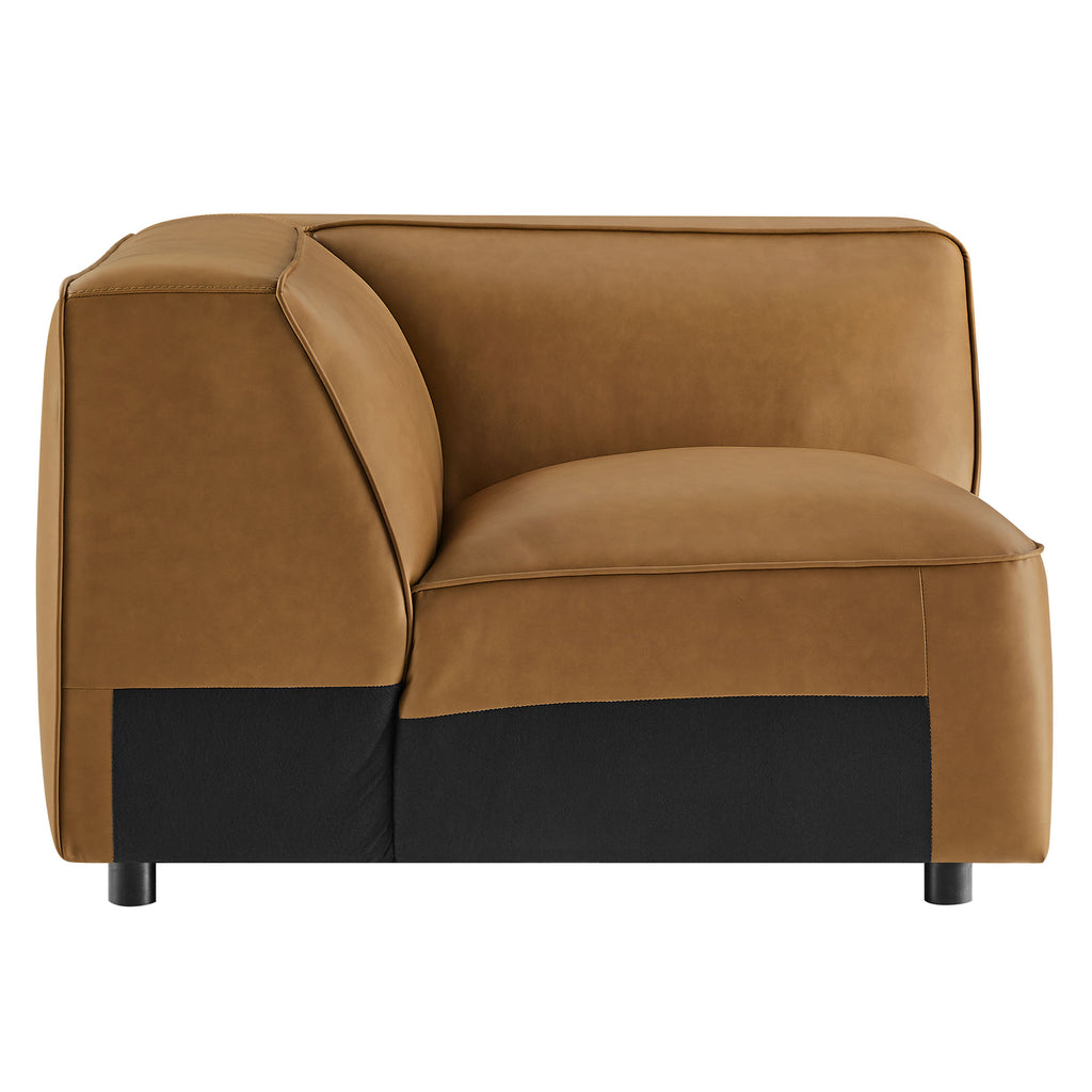 Auren Upholstered Vegan Leather Modular Corner Chair - Camel