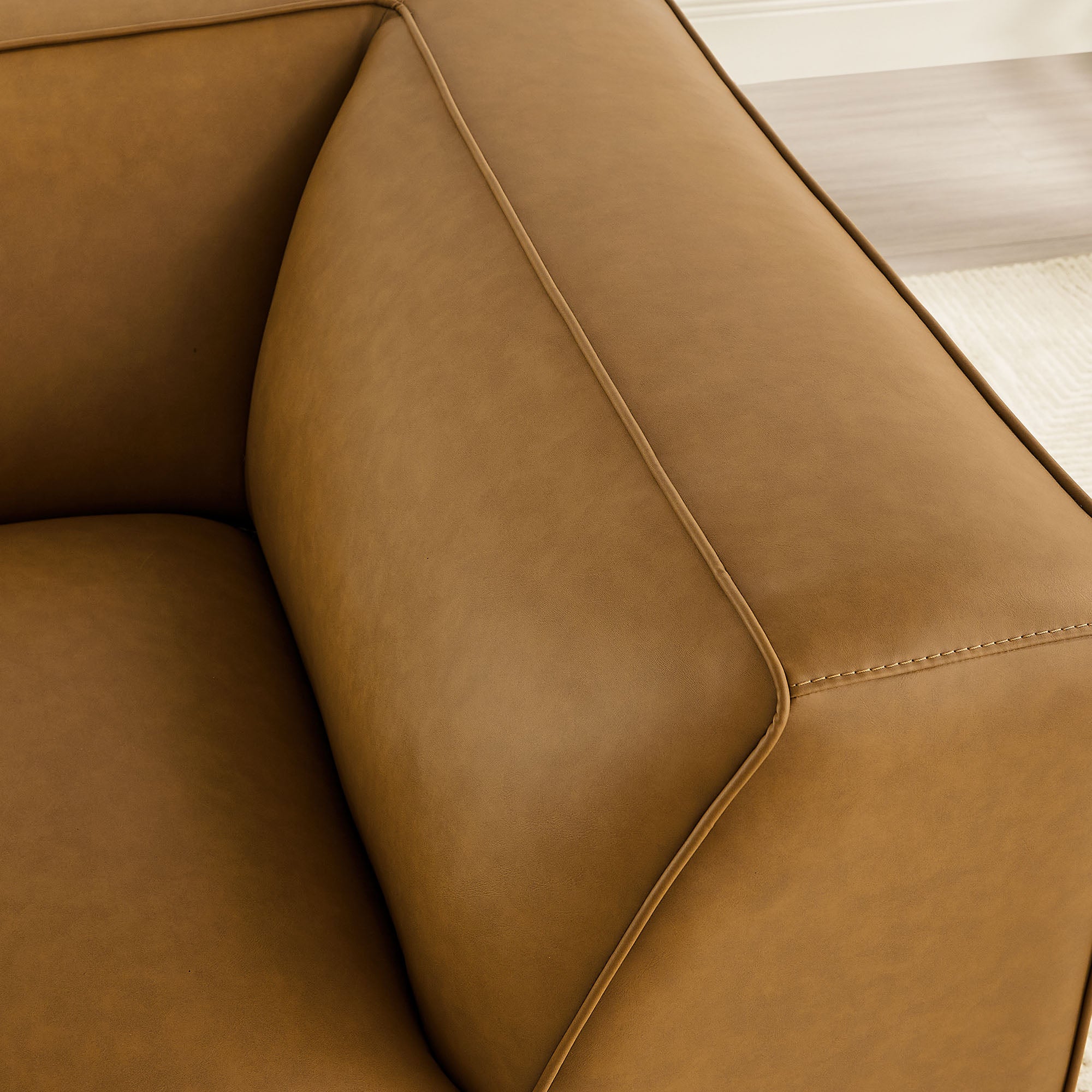 Auren Upholstered Vegan Leather Modular Corner Chair - Camel