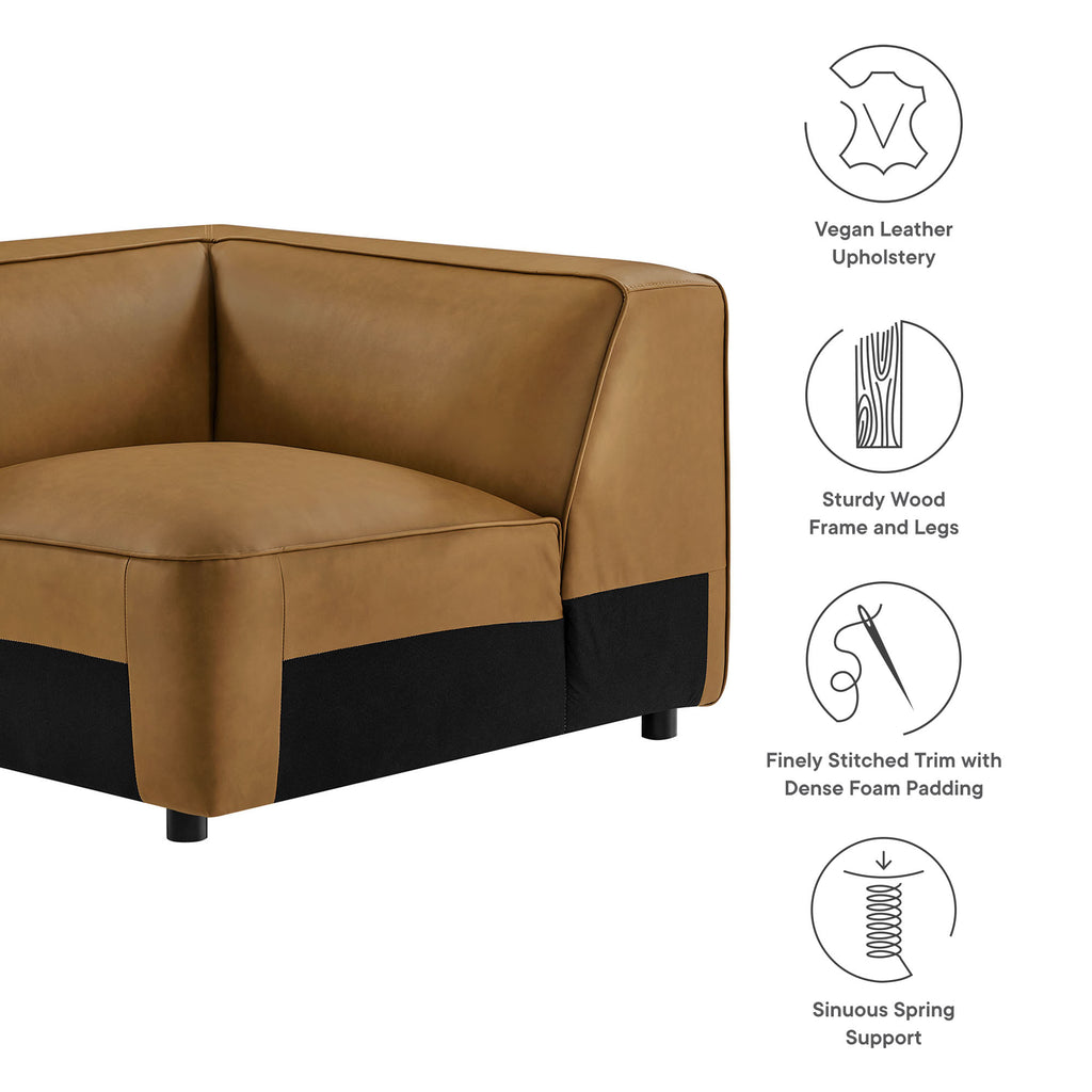 Auren Upholstered Vegan Leather Modular Corner Chair - Camel