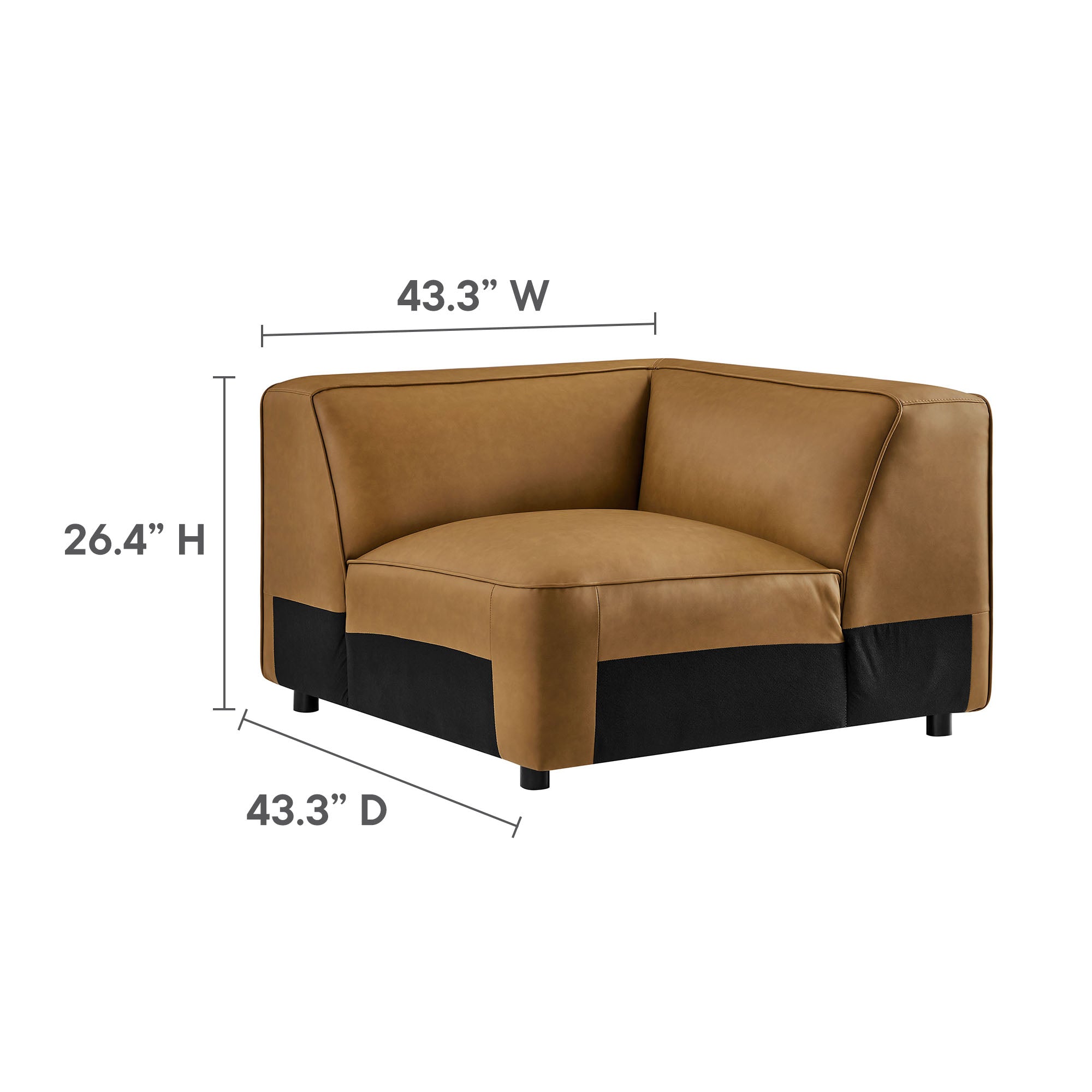 Auren Upholstered Vegan Leather Modular Corner Chair - Camel