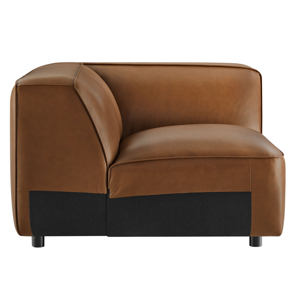 Auren Upholstered Vegan Leather Modular Corner Chair - Coffee