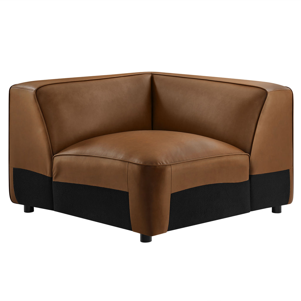 Auren Upholstered Vegan Leather Modular Corner Chair - Coffee