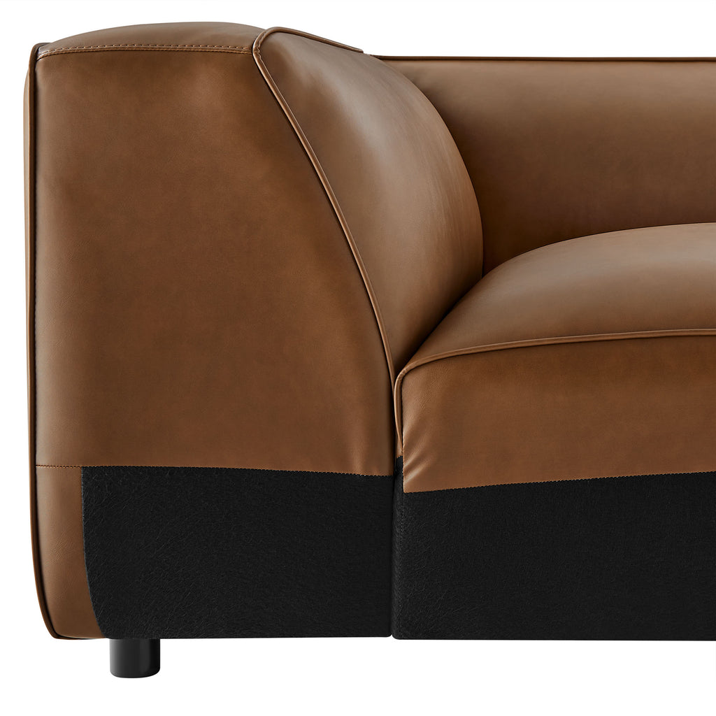 Auren Upholstered Vegan Leather Modular Corner Chair - Coffee