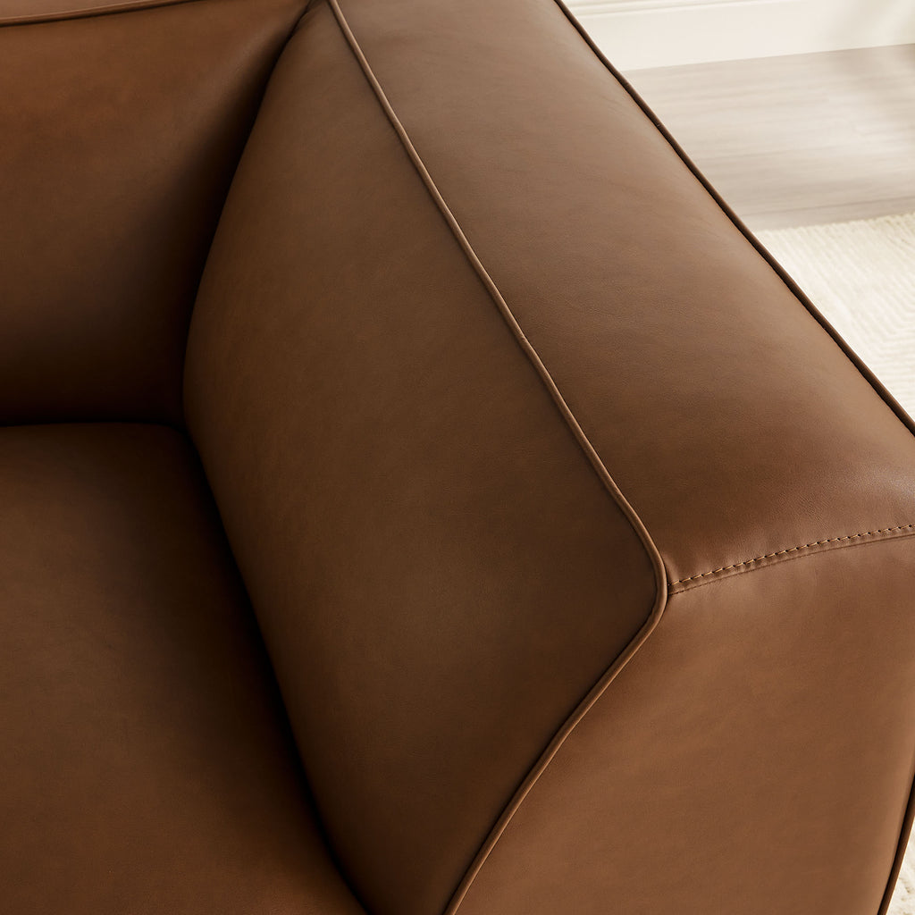 Auren Upholstered Vegan Leather Modular Corner Chair - Coffee