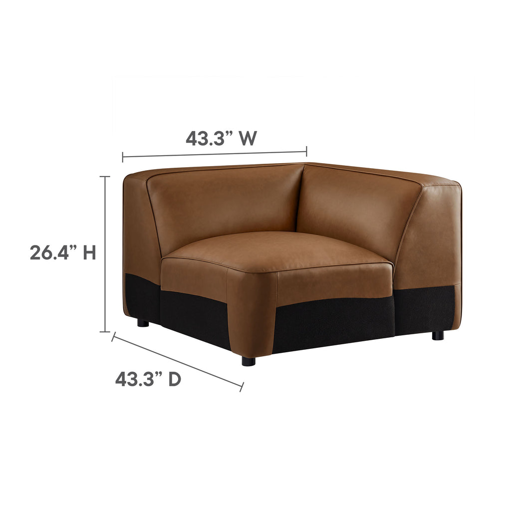 Auren Upholstered Vegan Leather Modular Corner Chair - Coffee