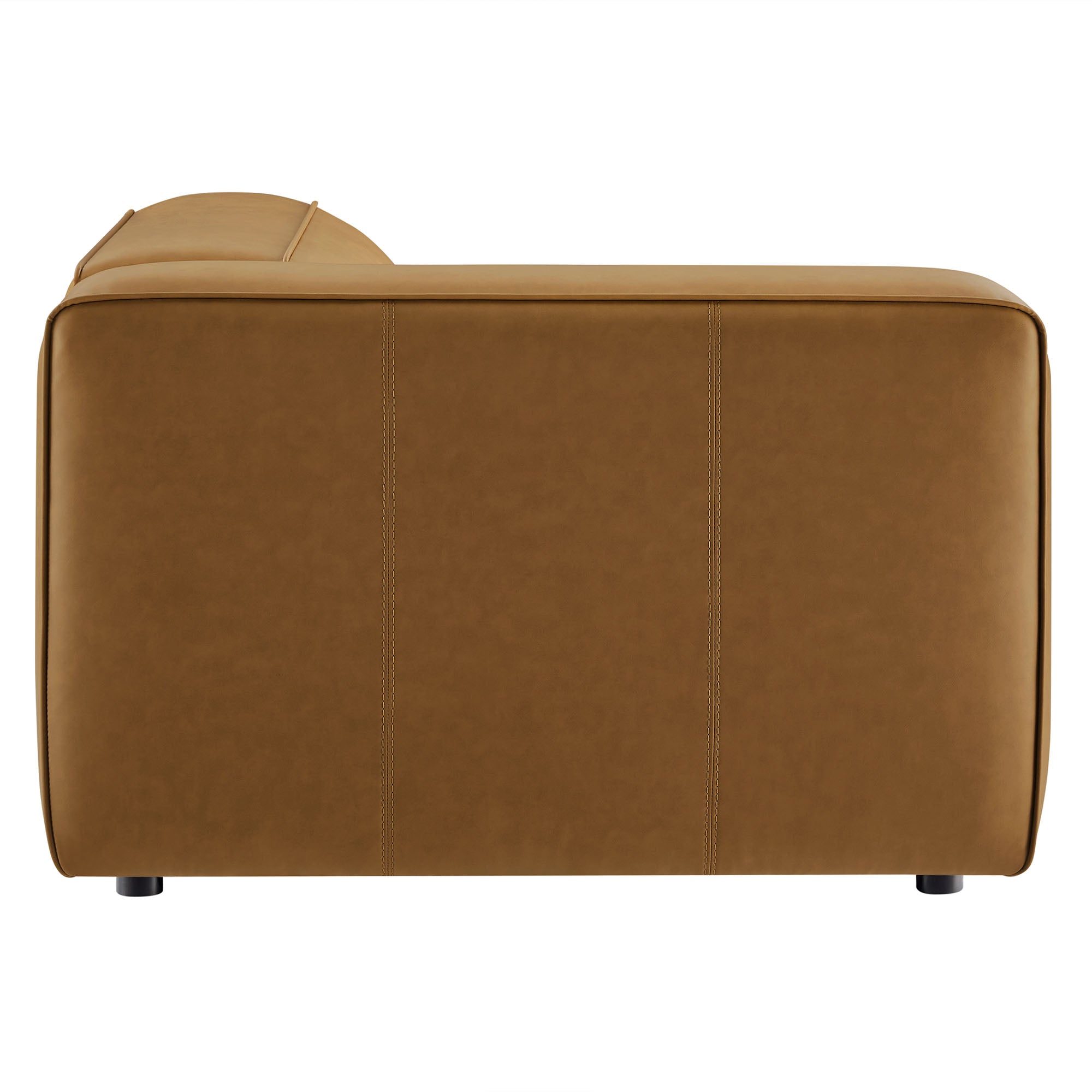 Auren Upholstered Vegan Leather Modular Left Armchair - Camel