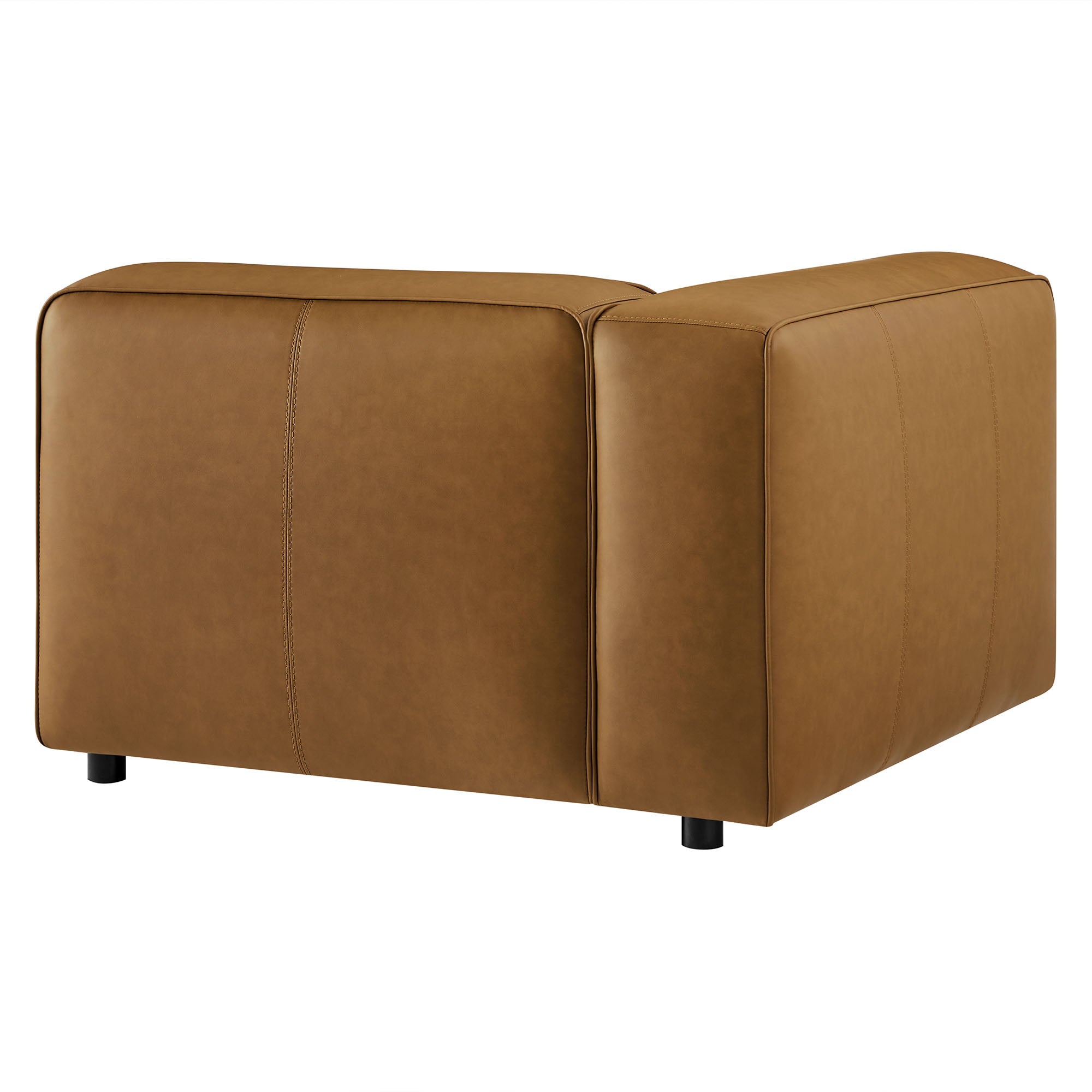 Auren Upholstered Vegan Leather Modular Left Armchair - Camel