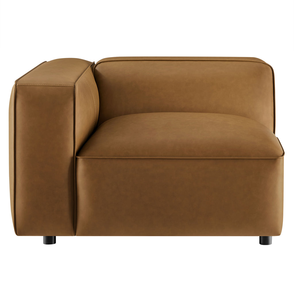 Auren Upholstered Vegan Leather Modular Left Armchair - Camel
