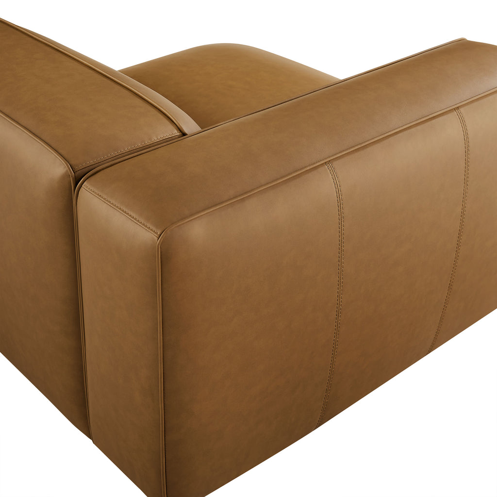Auren Upholstered Vegan Leather Modular Left Armchair - Camel