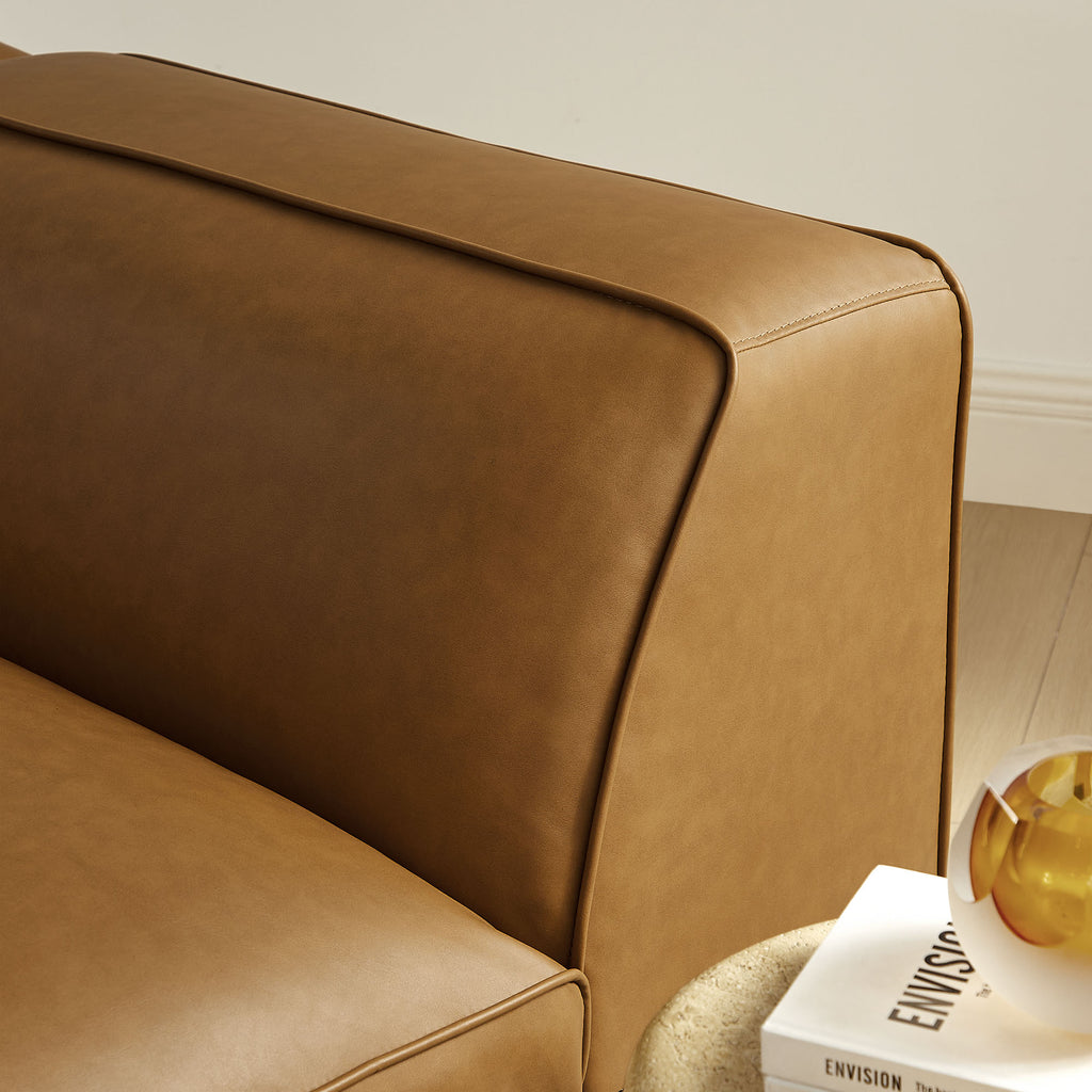 Auren Upholstered Vegan Leather Modular Left Armchair - Camel