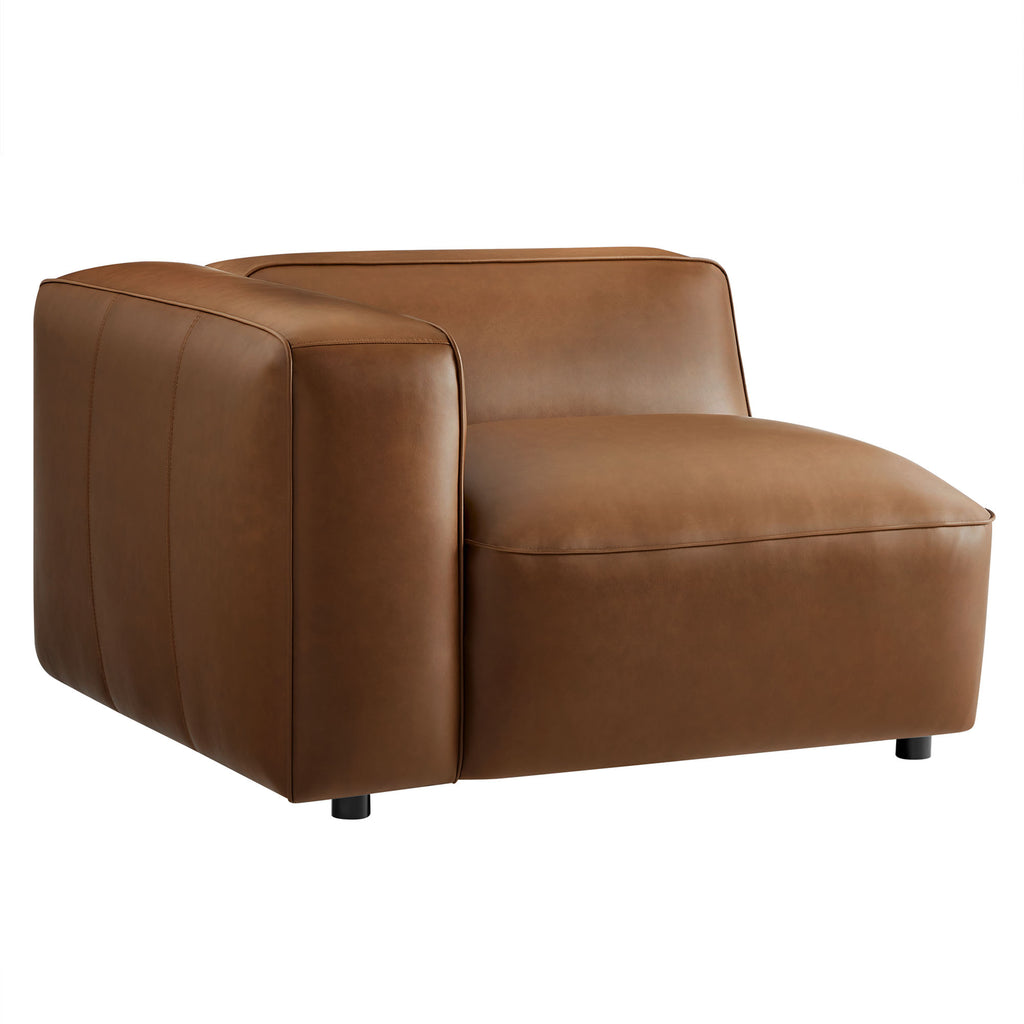 Auren Upholstered Vegan Leather Modular Left Armchair - Coffee